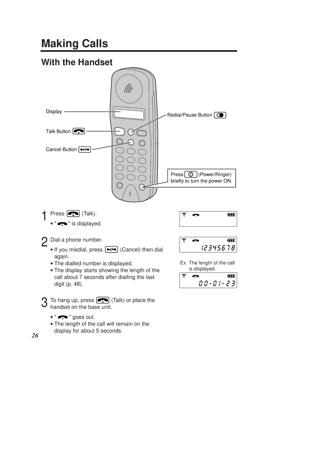 Panasonic KX-TCD960E-B, KX-TCD970E-B operating instructions Making Calls, With the Handset 