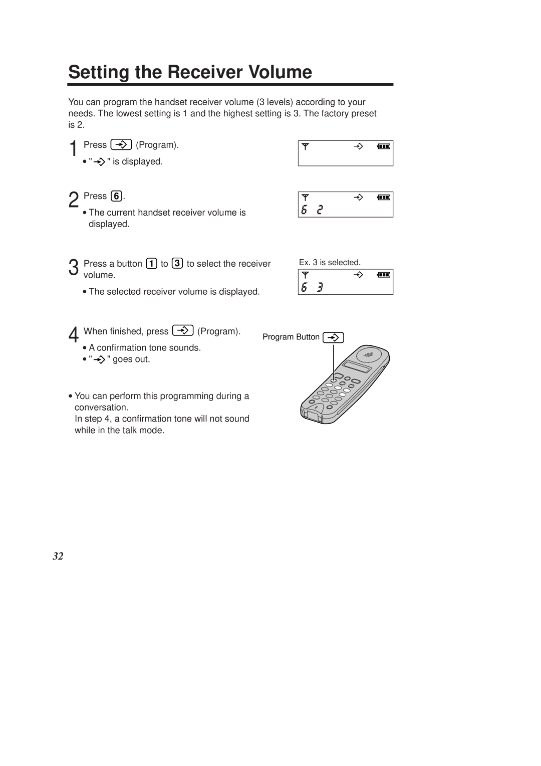 Panasonic KX-TCD960E-B, KX-TCD970E-B operating instructions Setting the Receiver Volume 