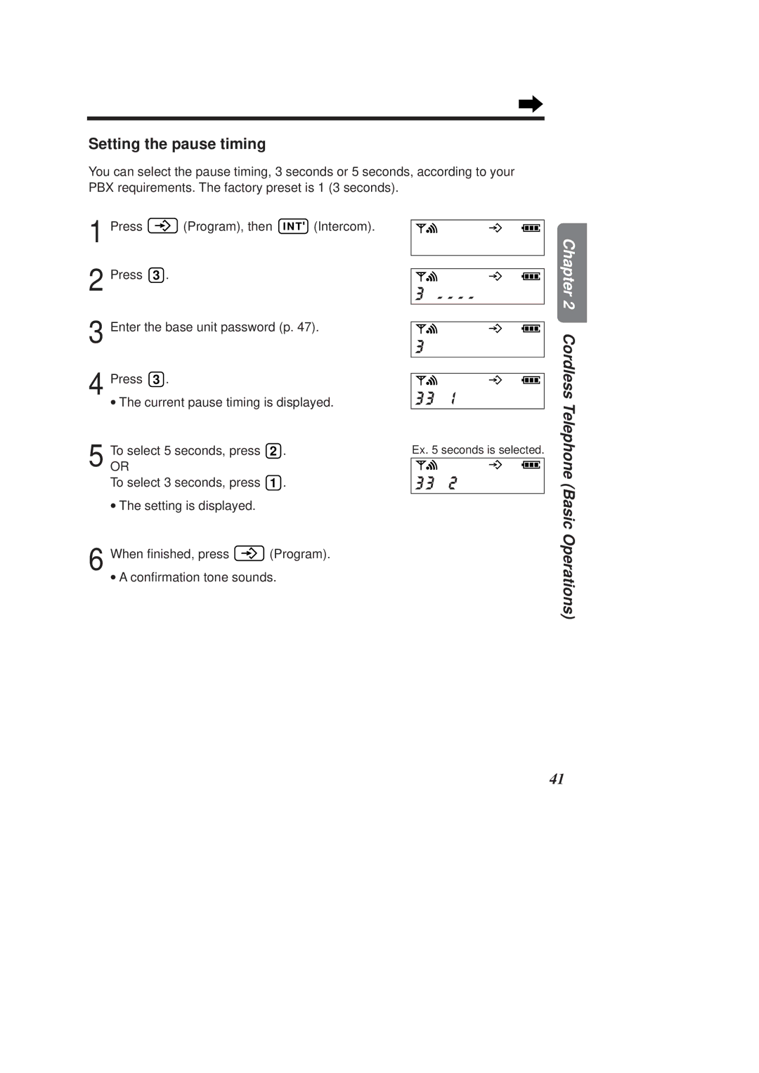 Panasonic KX-TCD970E-B, KX-TCD960E-B operating instructions Setting the pause timing 