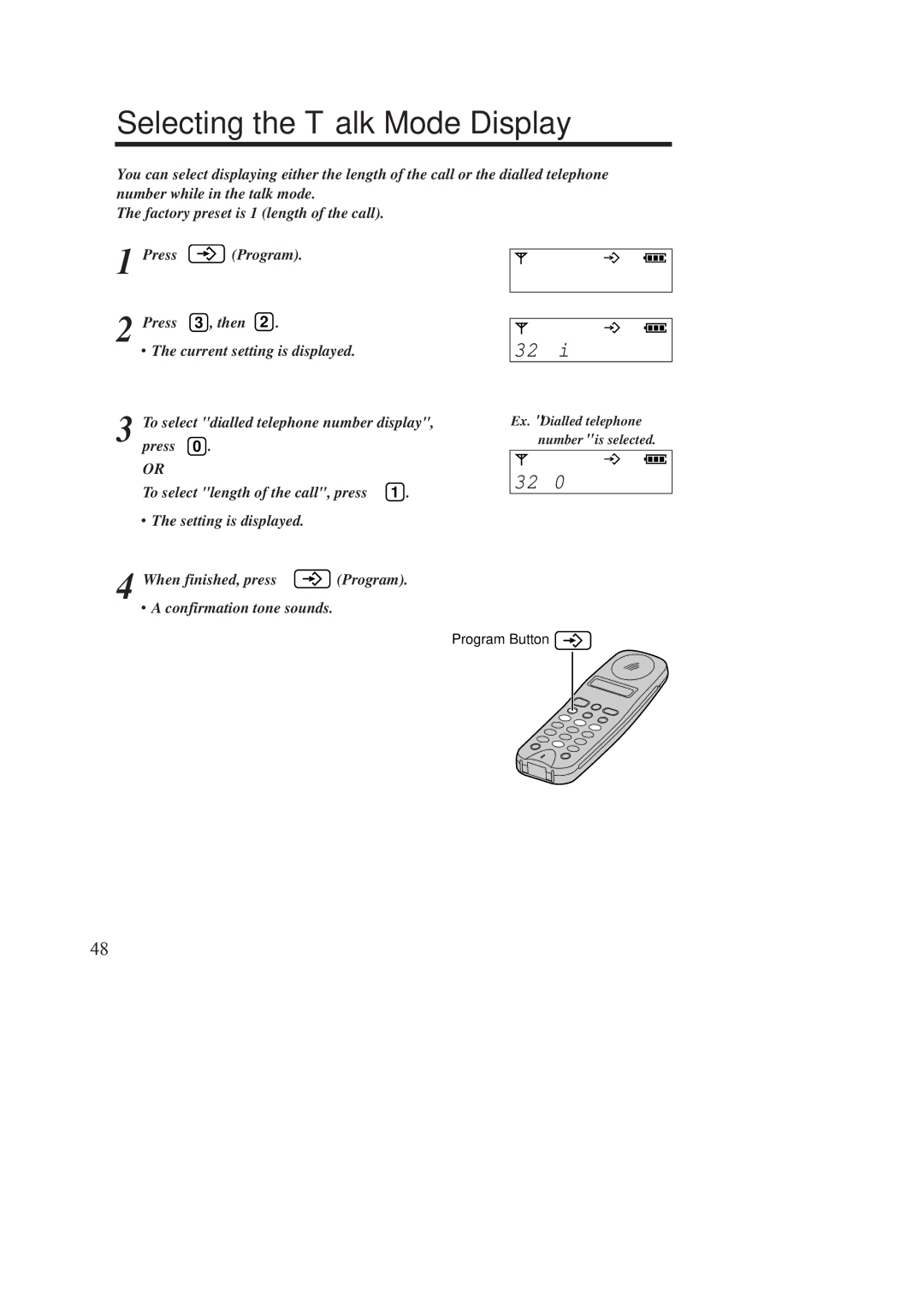 Panasonic KX-TCD960E-B, KX-TCD970E-B operating instructions Selecting the Talk Mode Display 