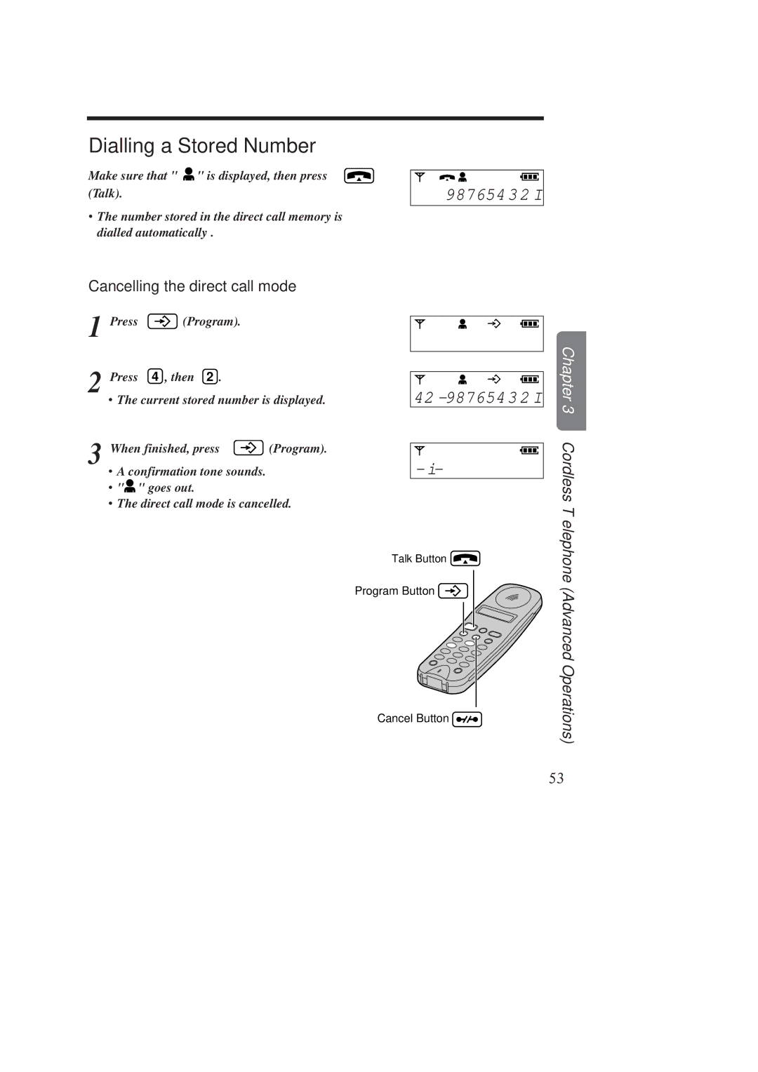 Panasonic KX-TCD970E-B, KX-TCD960E-B operating instructions 987654 3 2, Cancelling the direct call mode 