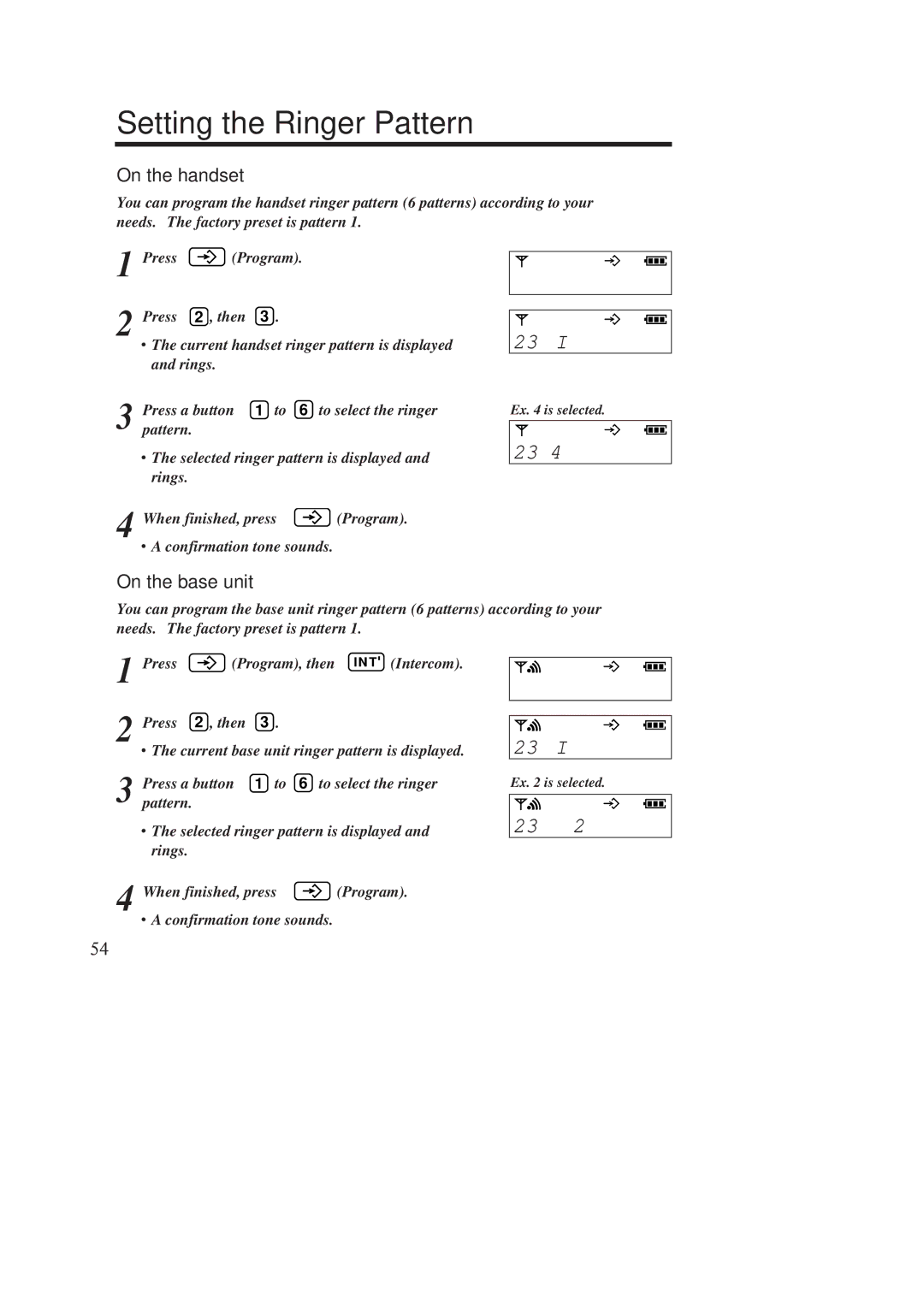 Panasonic KX-TCD960E-B, KX-TCD970E-B operating instructions Setting the Ringer Pattern, On the handset 