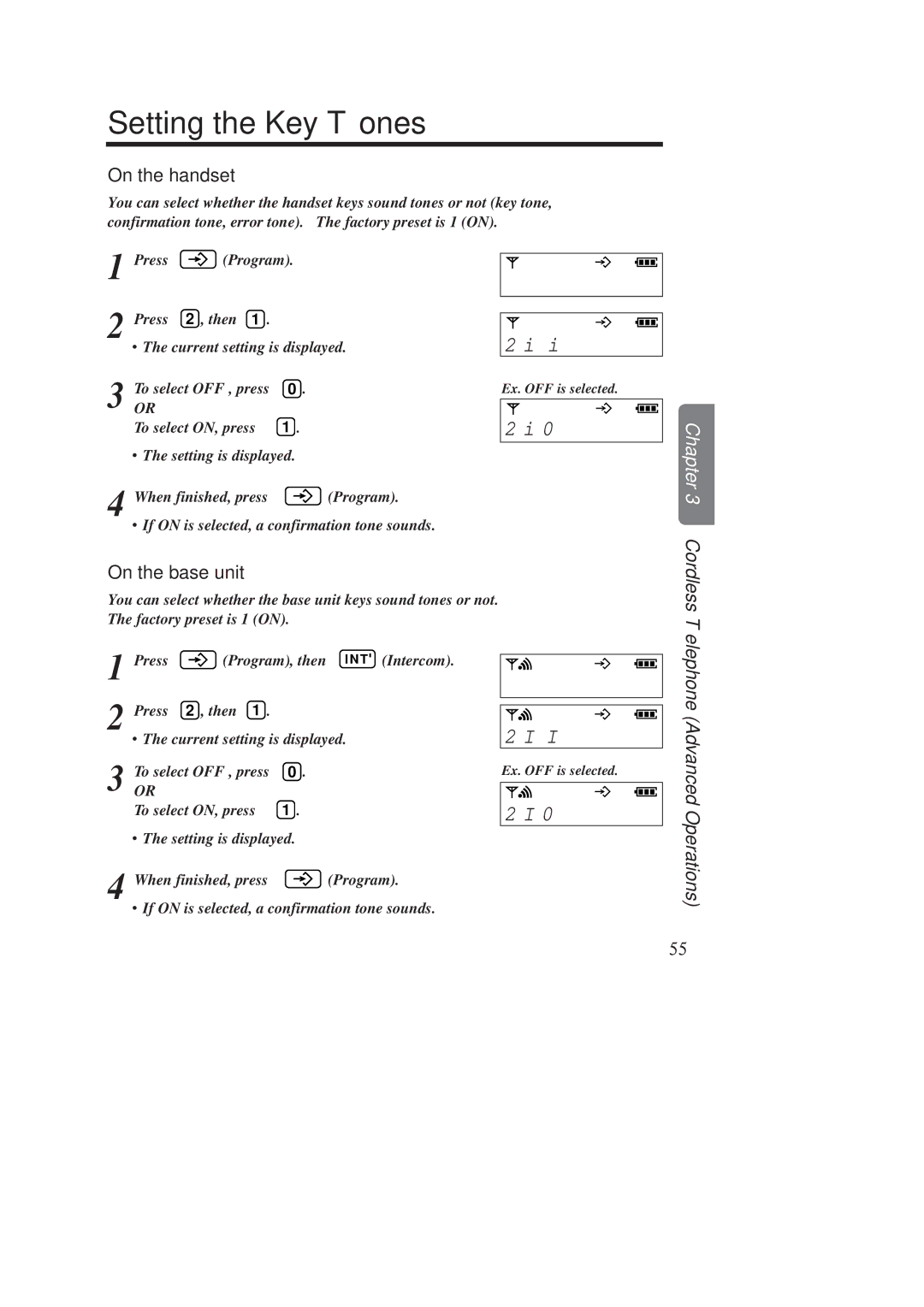 Panasonic KX-TCD970E-B, KX-TCD960E-B operating instructions Setting the Key Tones, Cordless 