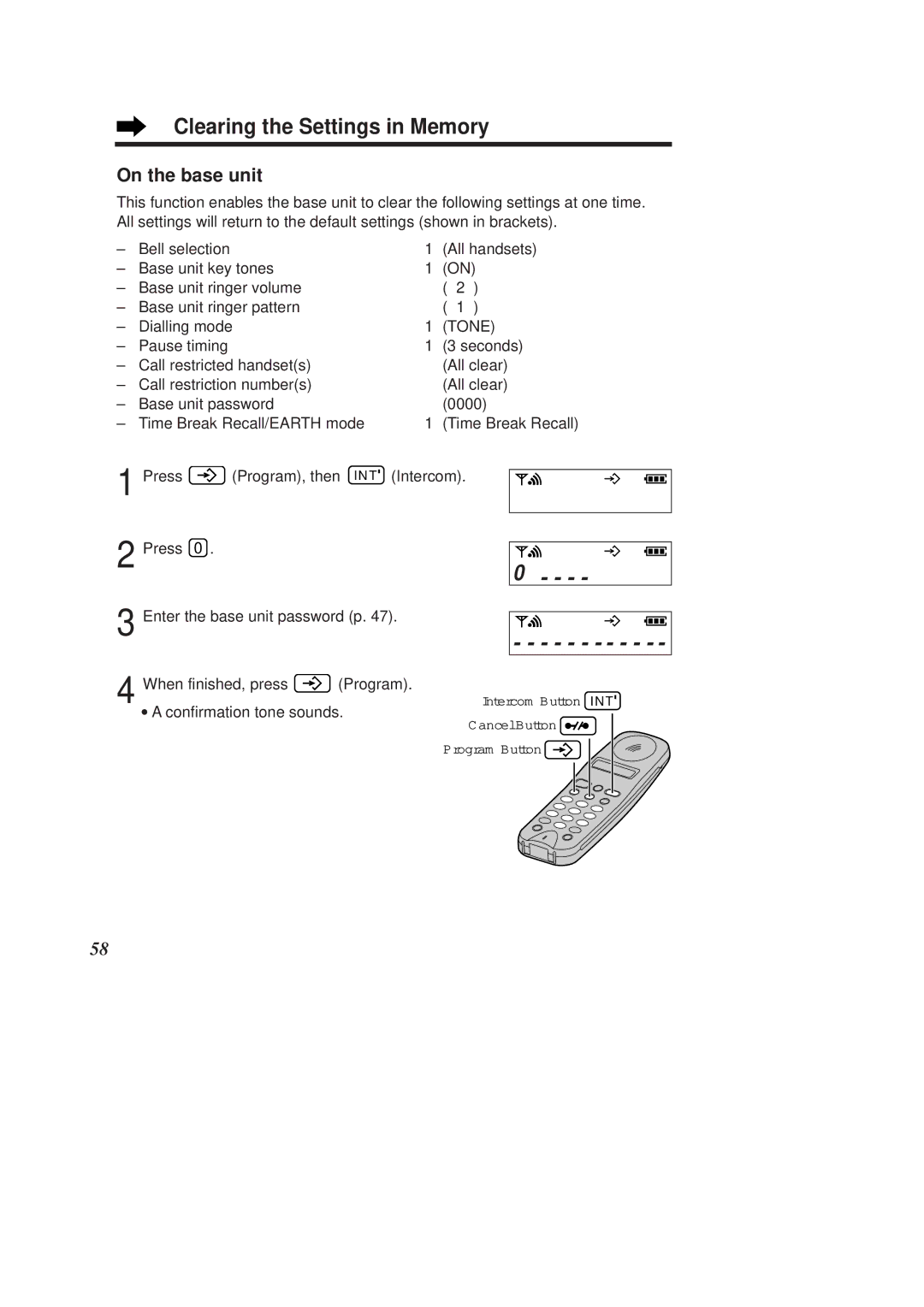 Panasonic KX-TCD960E-B, KX-TCD970E-B operating instructions Clearing the Settings in Memory 