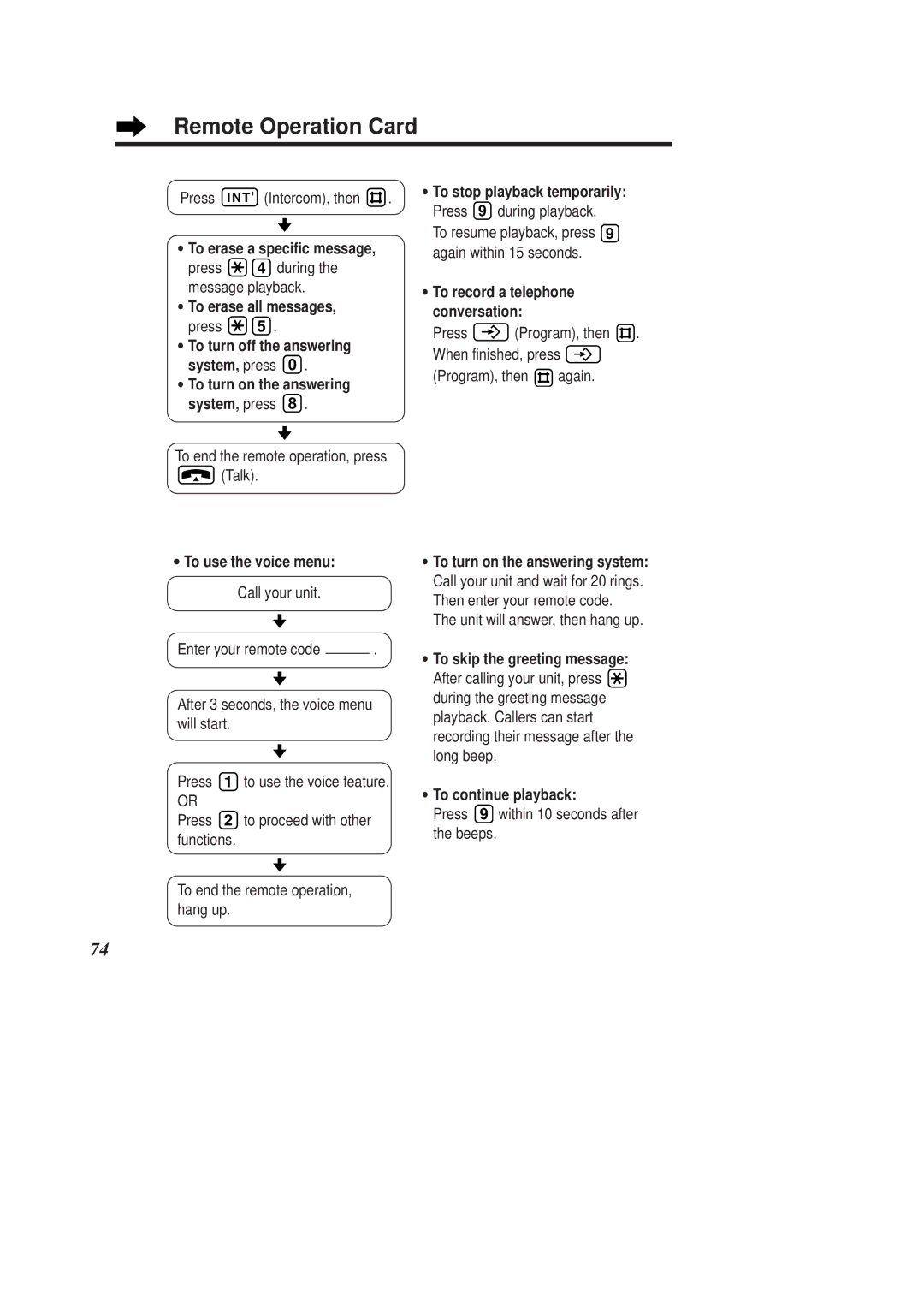 Panasonic KX-TCD960E-B, KX-TCD970E-B To erase a specific message, To erase all messages, To continue playback 