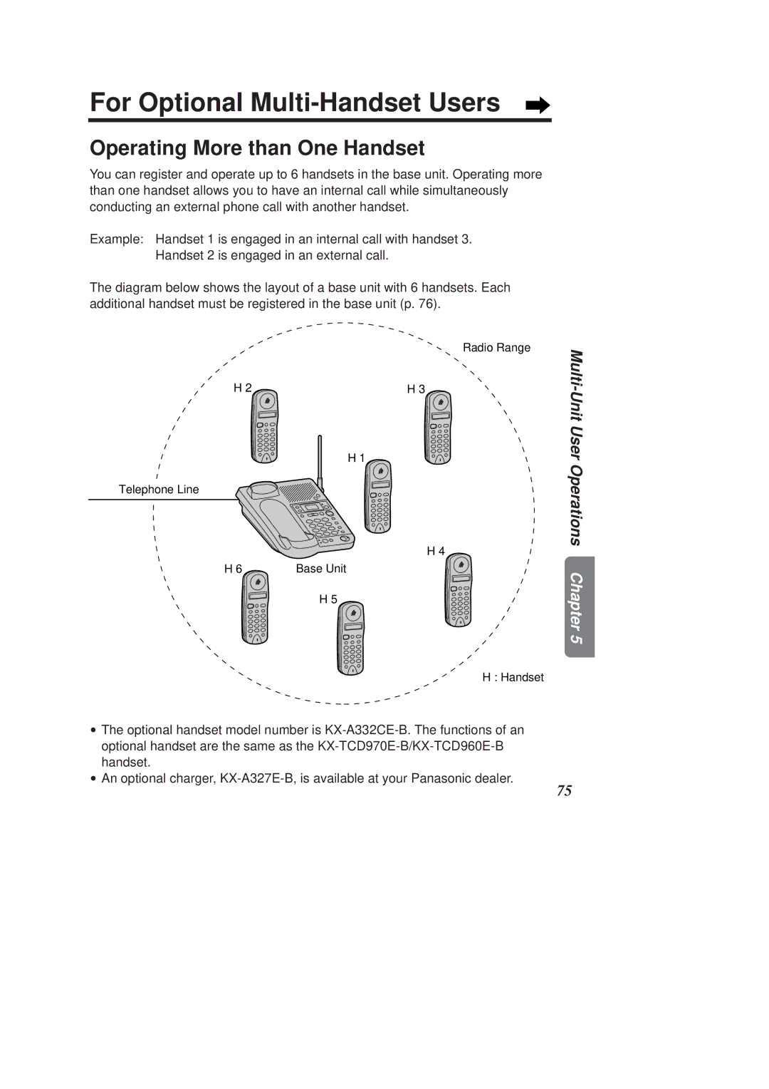 Panasonic KX-TCD970E-B, KX-TCD960E-B For Optional Multi-Handset Users, Operating More than One Handset 