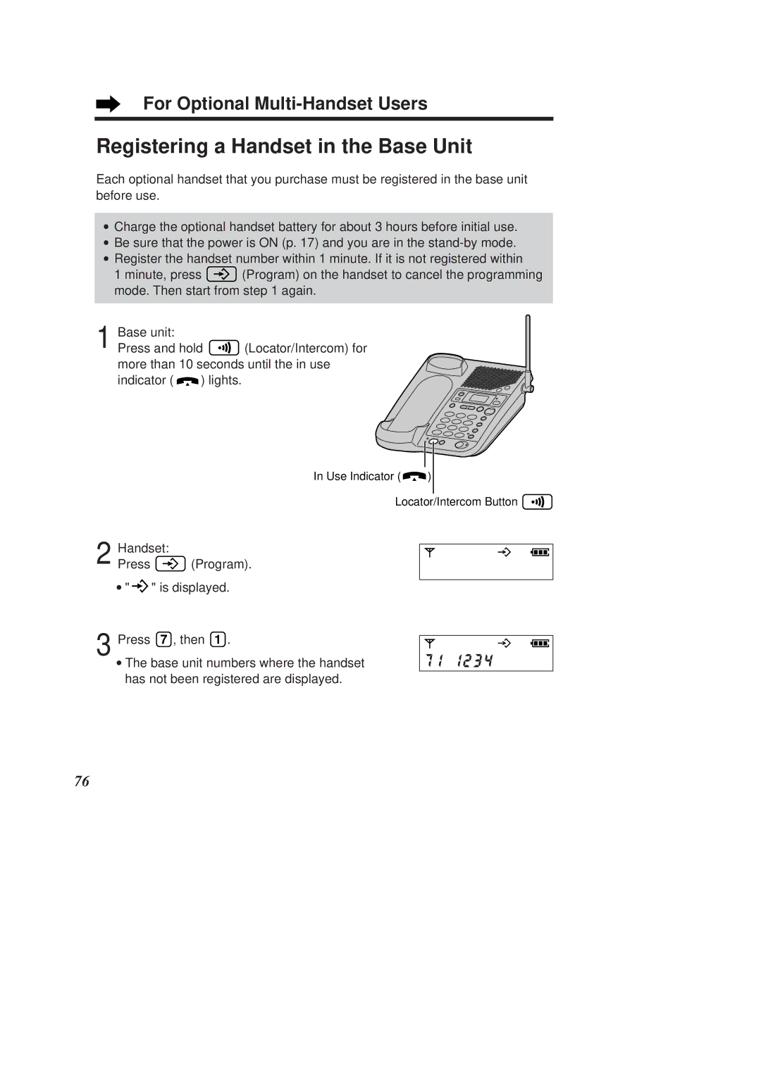 Panasonic KX-TCD960E-B, KX-TCD970E-B operating instructions Registering a Handset in the Base Unit 