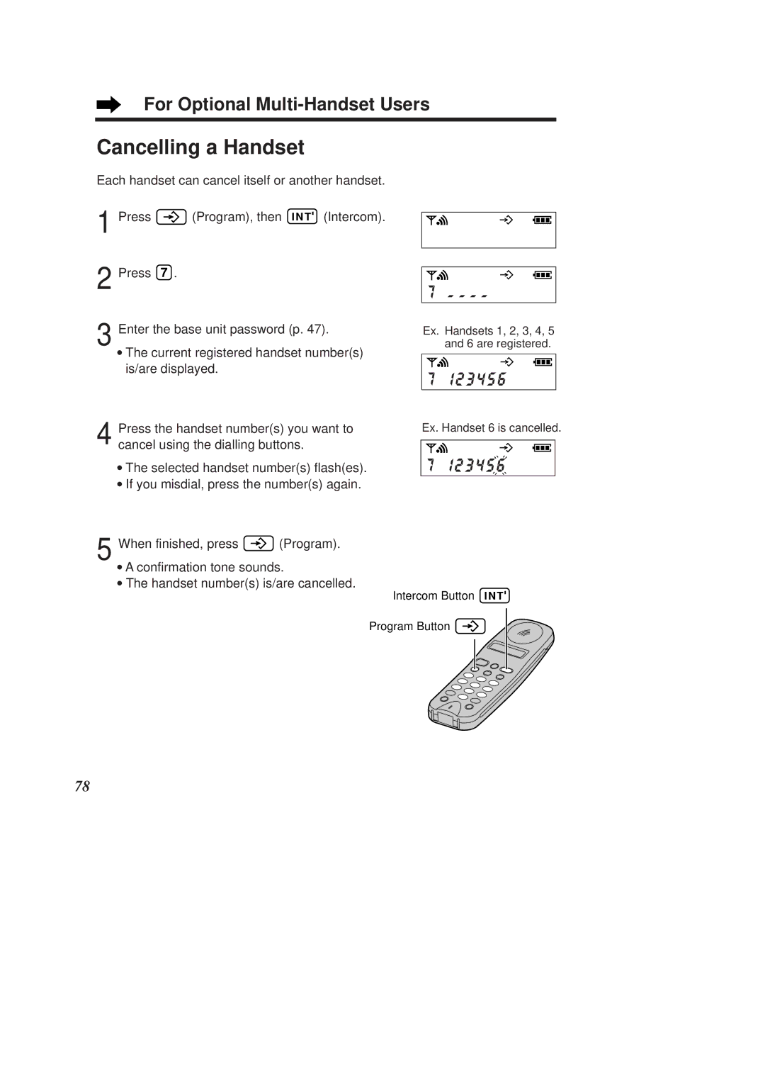 Panasonic KX-TCD960E-B, KX-TCD970E-B operating instructions Cancelling a Handset 