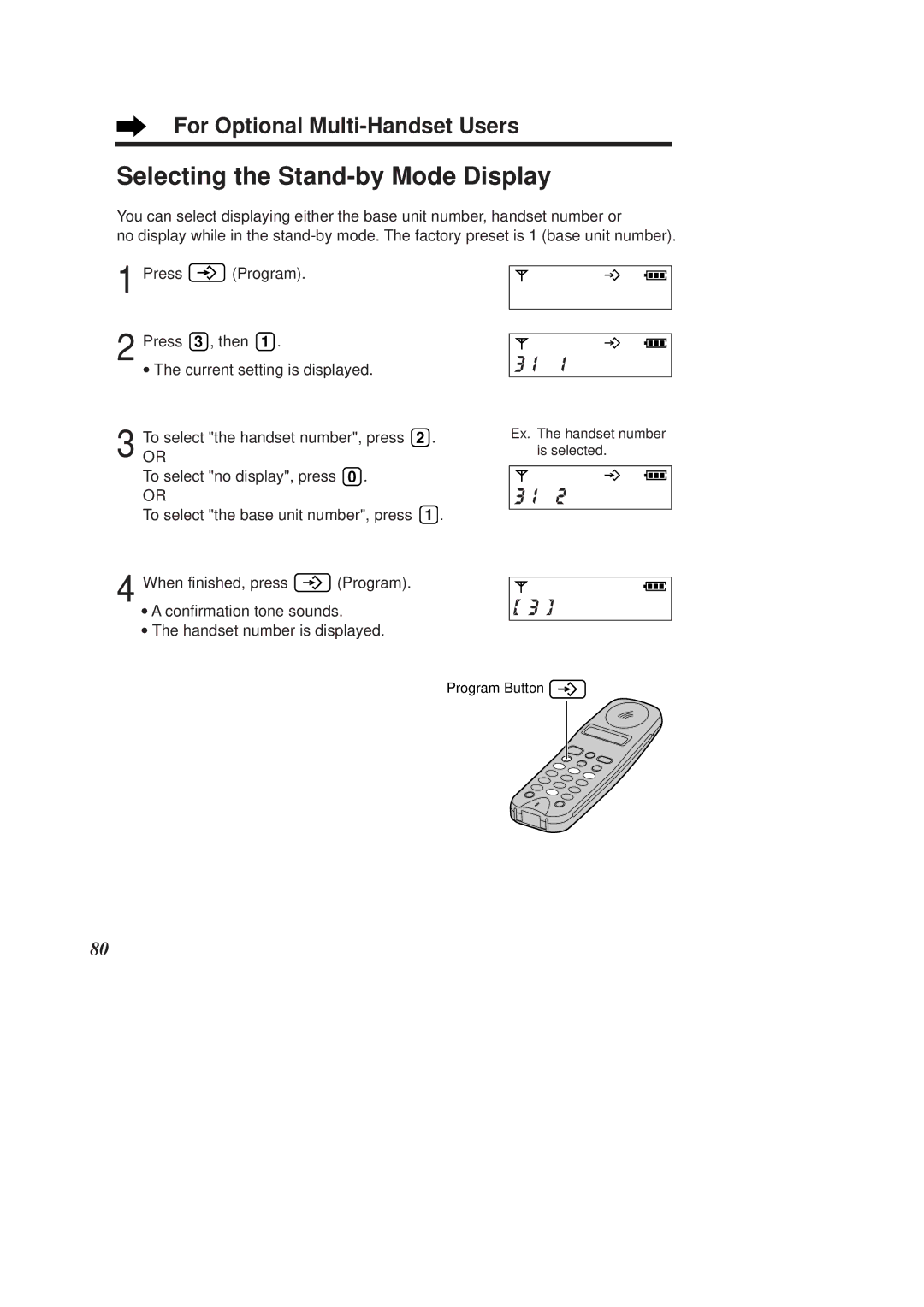 Panasonic KX-TCD960E-B, KX-TCD970E-B operating instructions Selecting the Stand-by Mode Display 