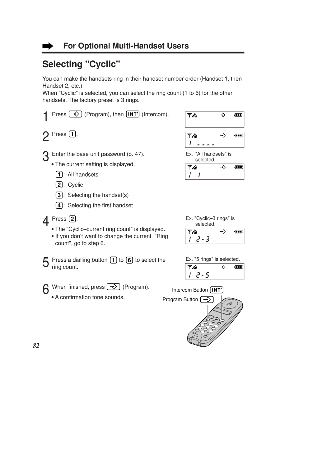 Panasonic KX-TCD960E-B, KX-TCD970E-B operating instructions Selecting Cyclic 