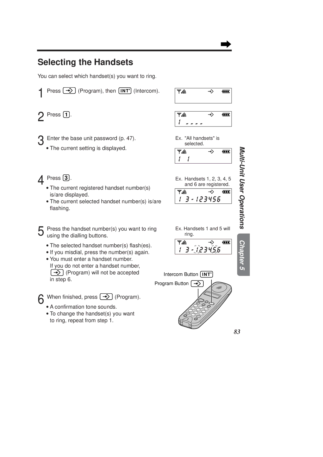 Panasonic KX-TCD970E-B, KX-TCD960E-B operating instructions Selecting the Handsets 