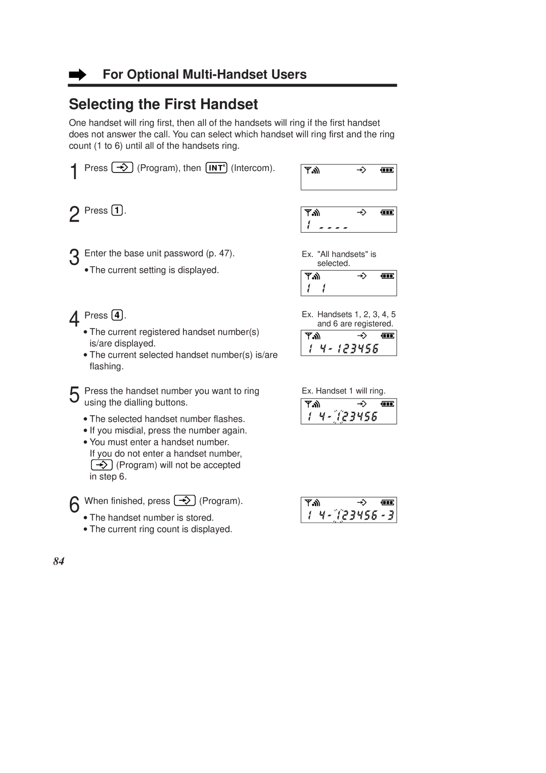 Panasonic KX-TCD960E-B, KX-TCD970E-B operating instructions Selecting the First Handset, 23456 