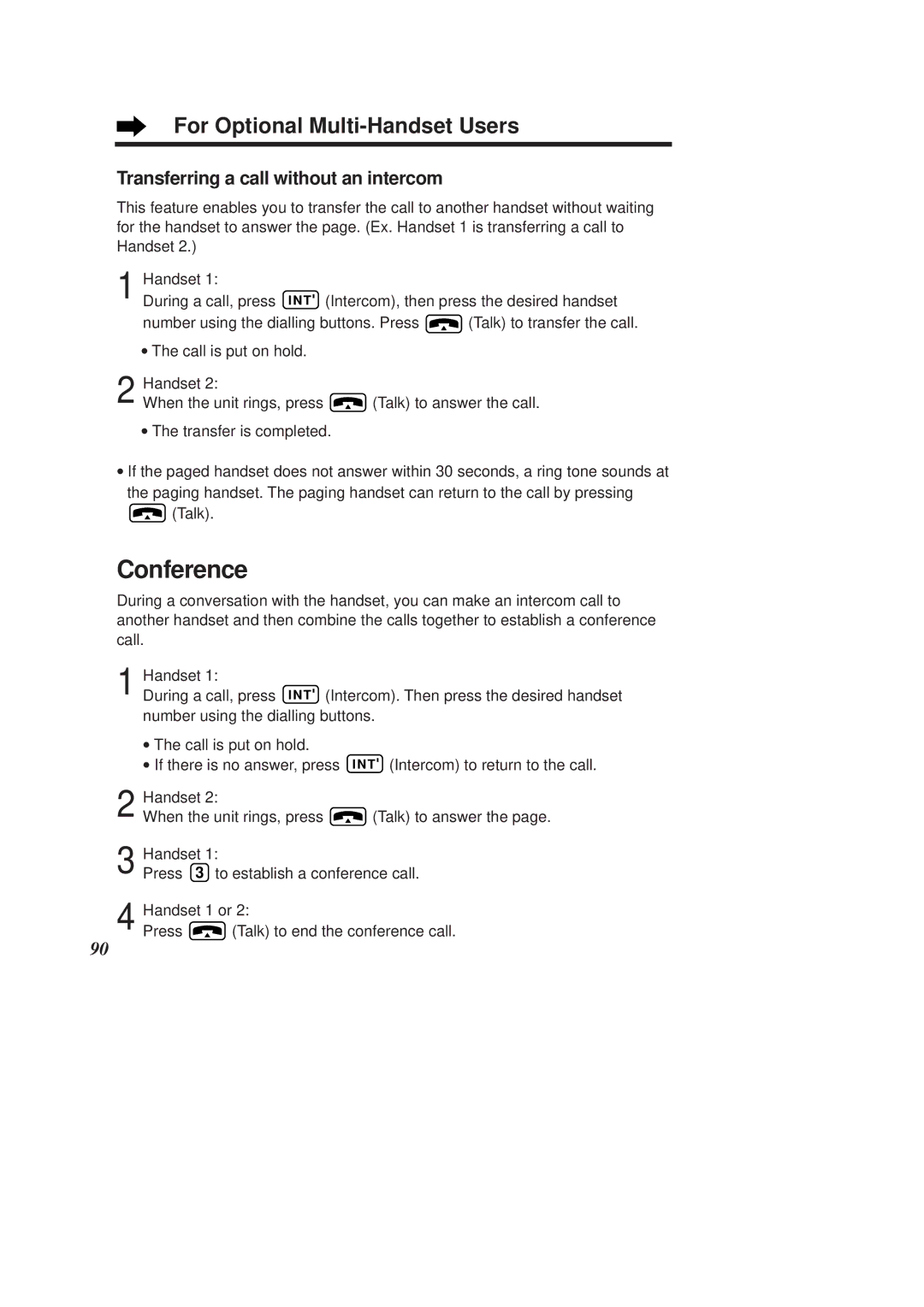 Panasonic KX-TCD960E-B, KX-TCD970E-B operating instructions Conference, Transferring a call without an intercom 