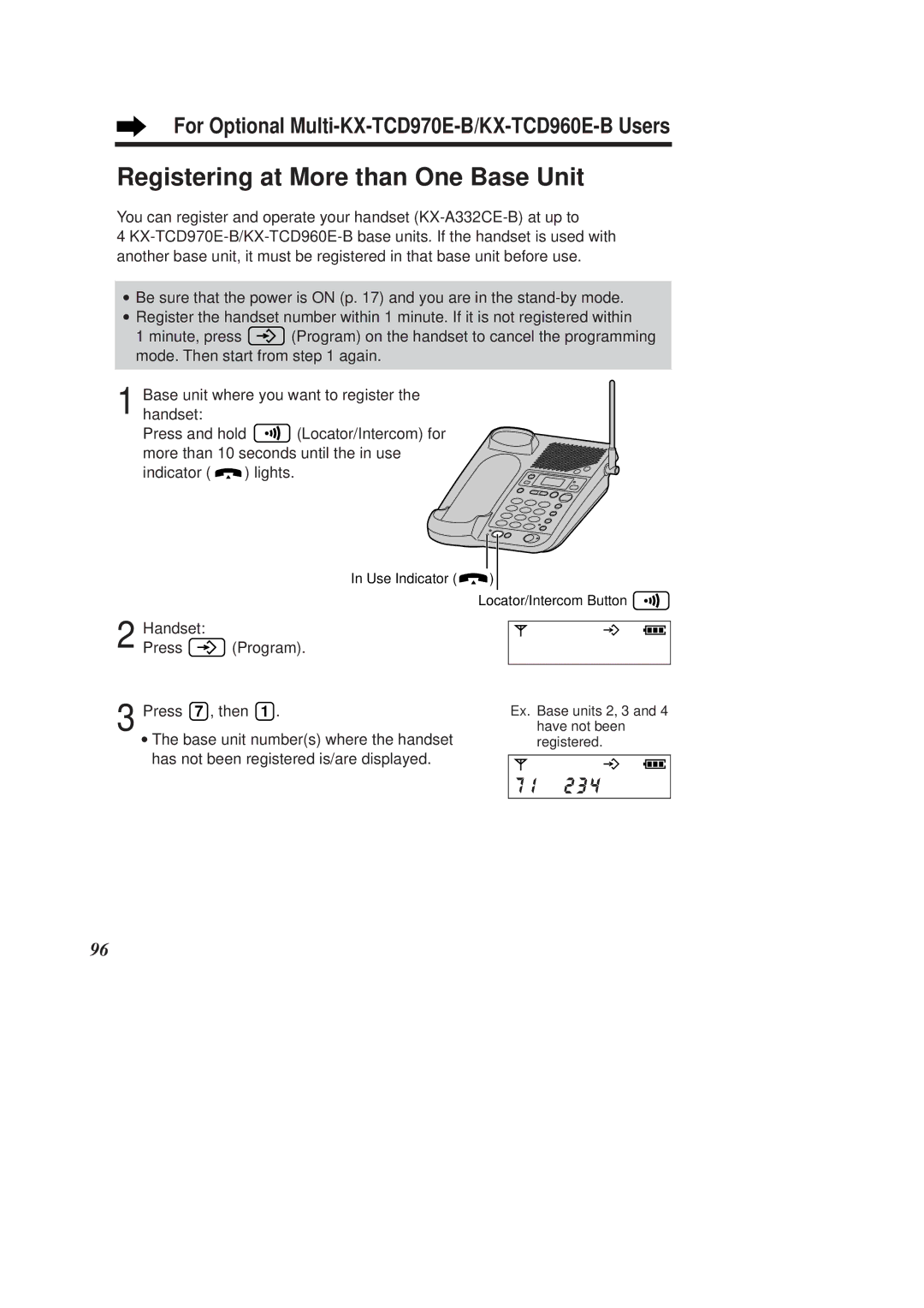 Panasonic KX-TCD960E-B, KX-TCD970E-B operating instructions Registering at More than One Base Unit 