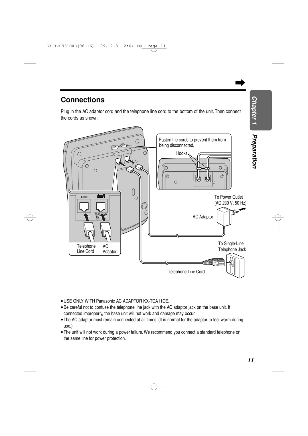 Panasonic KX-TCD961CXB operating instructions Connections, Telephone 