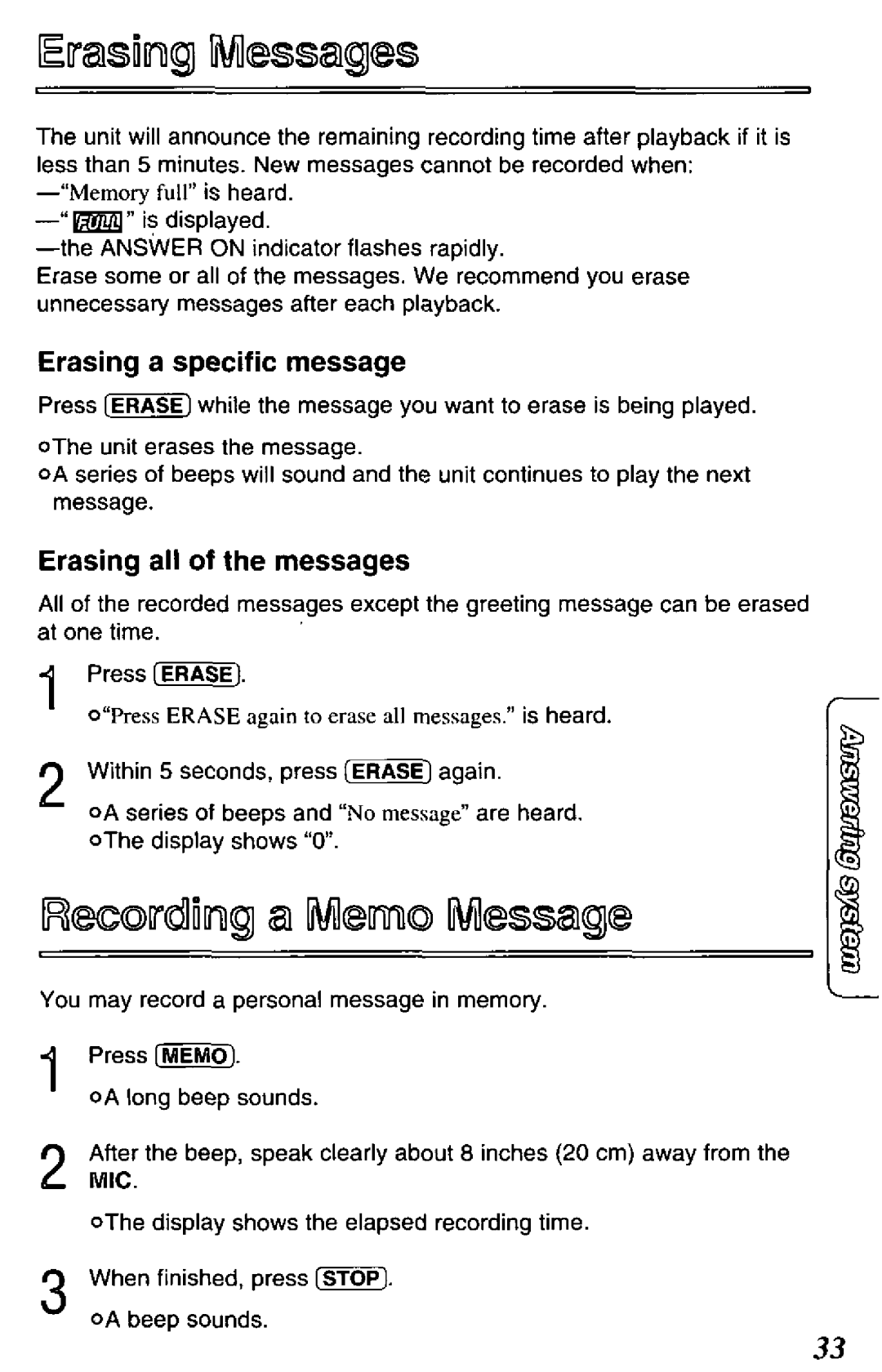 Panasonic KX-TCM418-B manual 