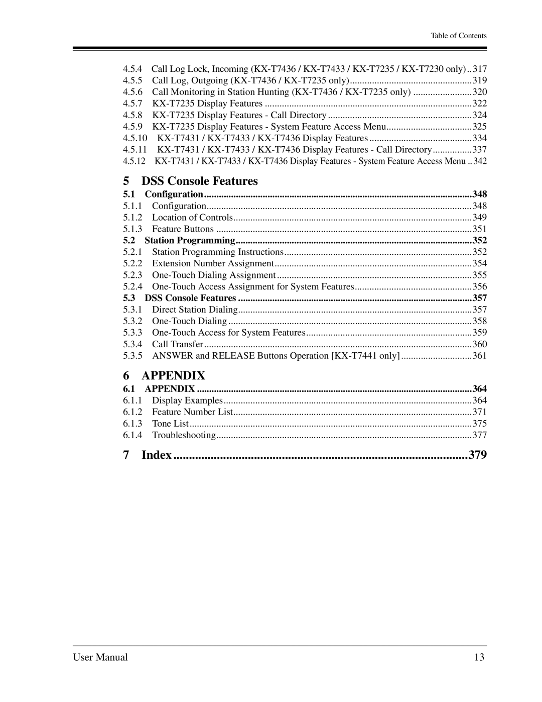 Panasonic KX-TD1232C user manual DSS Console Features, 364 