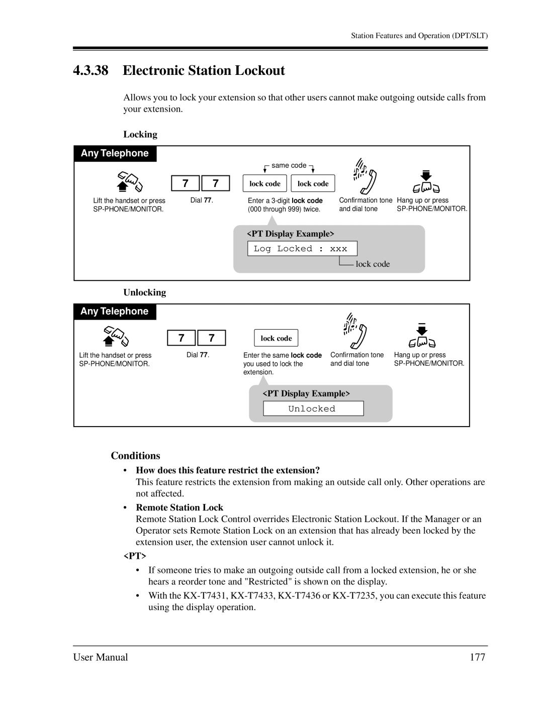 Panasonic KX-TD1232C user manual Electronic Station Lockout, 177 