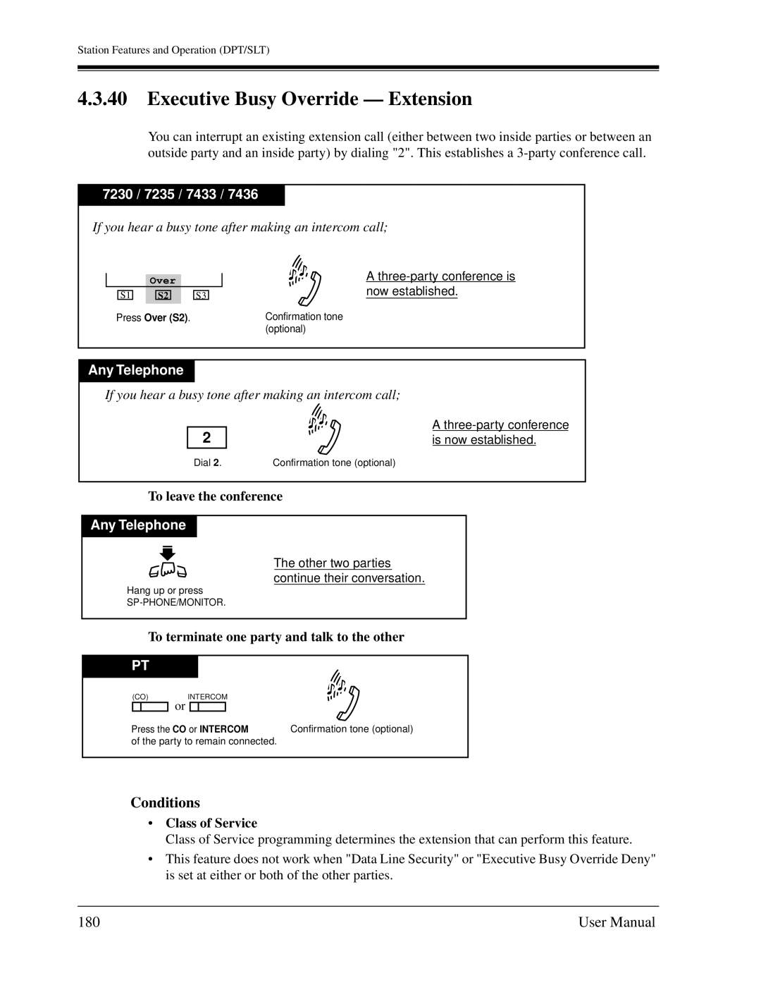 Panasonic KX-TD1232C user manual Executive Busy Override Extension, 180 