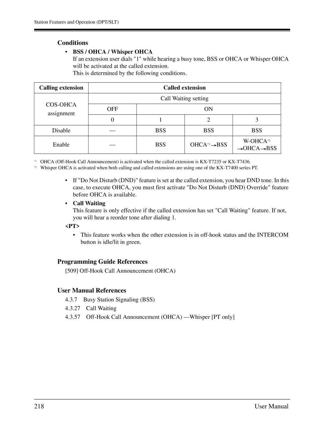 Panasonic KX-TD1232C user manual 218, Calling extension Called extension 