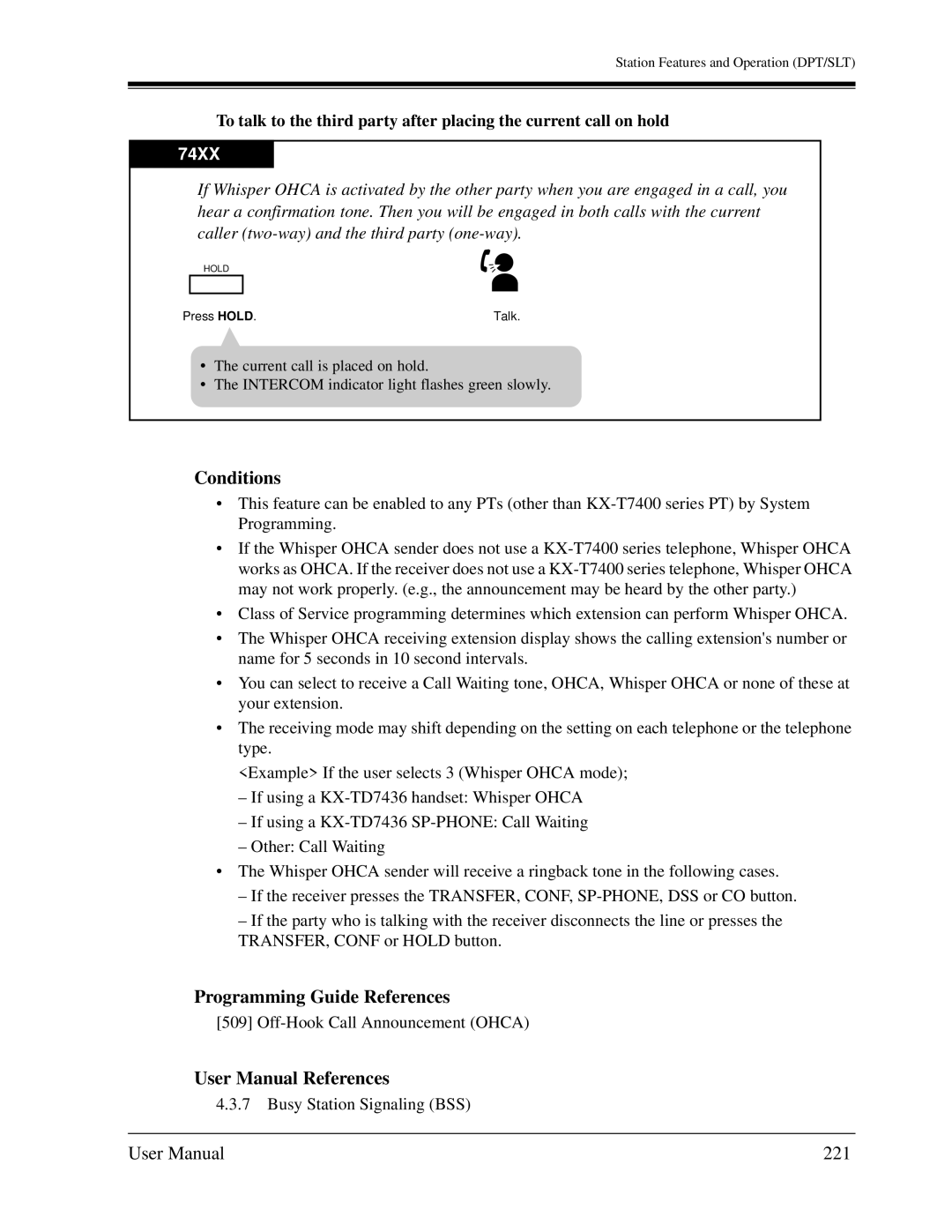 Panasonic KX-TD1232C user manual Conditions, 221 