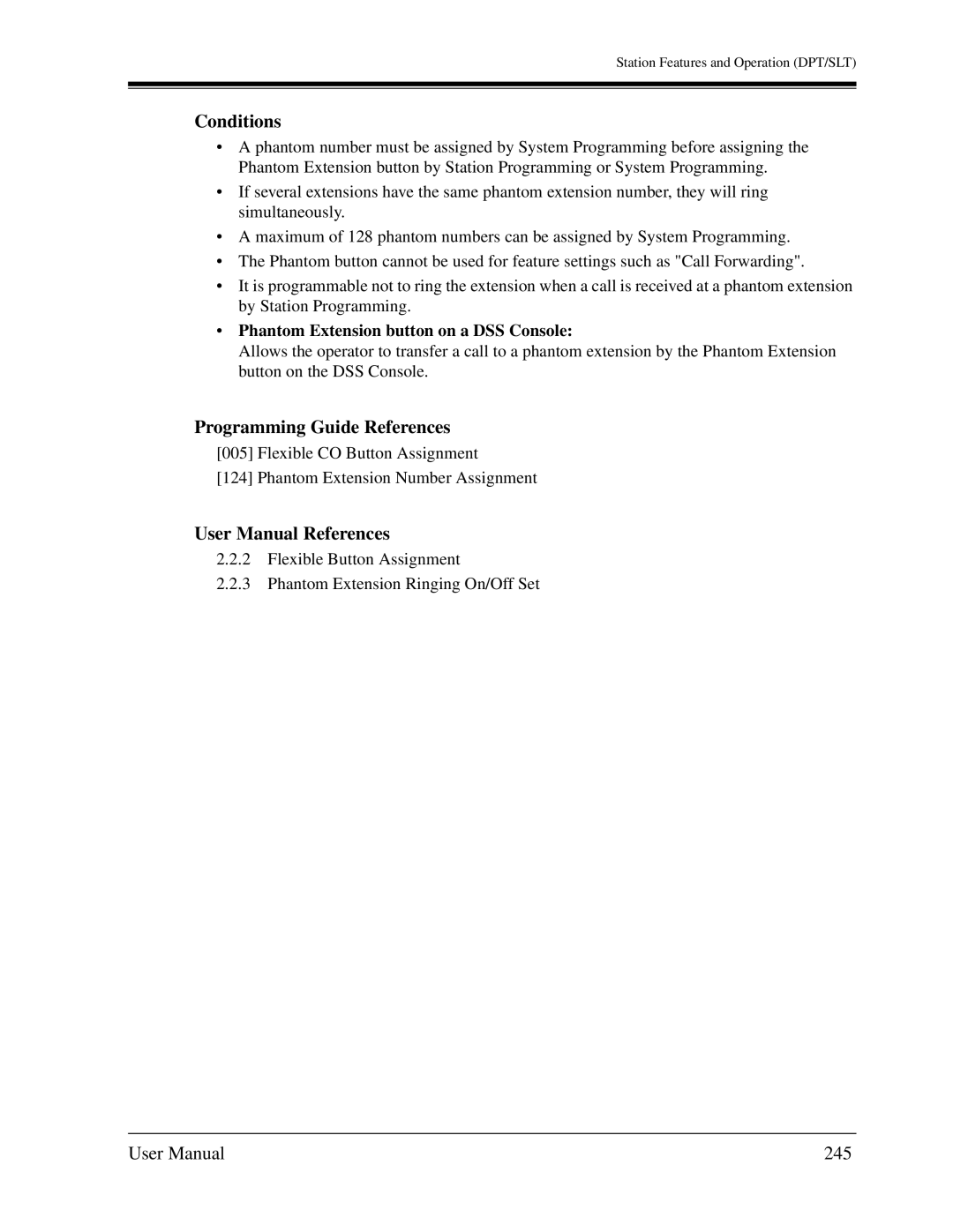 Panasonic KX-TD1232C user manual 245, Phantom Extension button on a DSS Console 