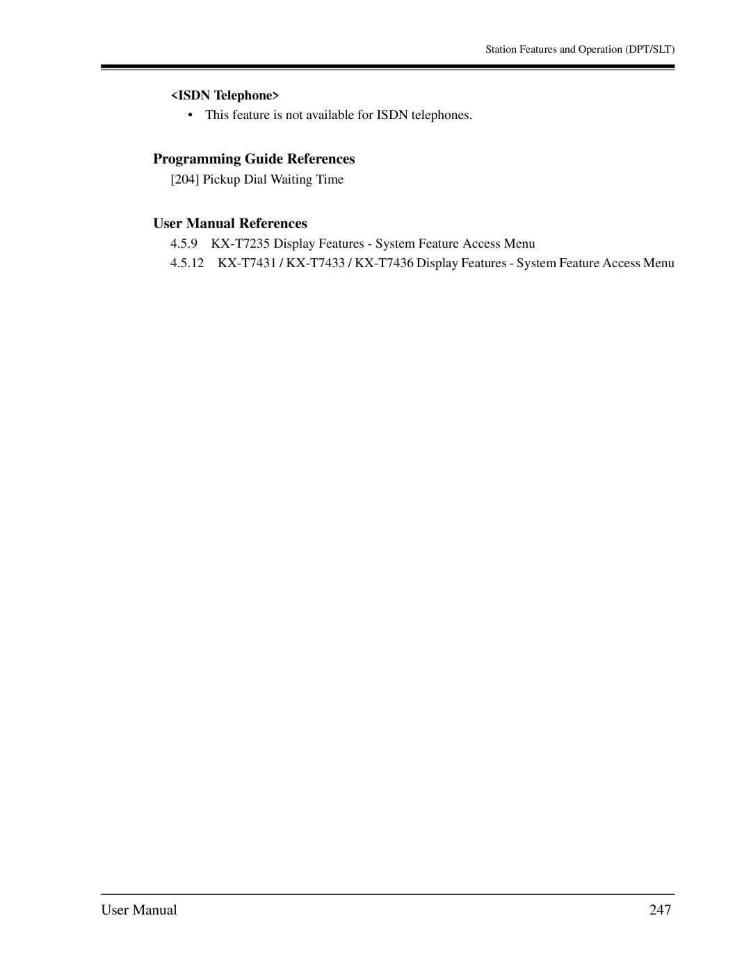 Panasonic KX-TD1232C user manual 247, Isdn Telephone 