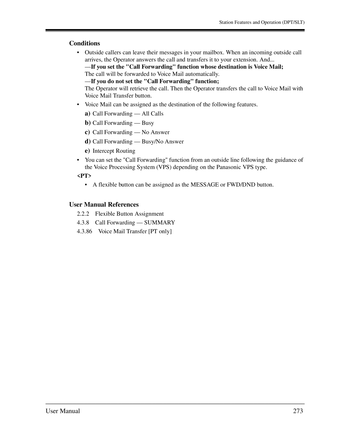 Panasonic KX-TD1232C user manual Conditions, 273 