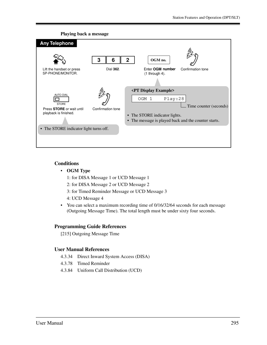 Panasonic KX-TD1232C user manual 295, OGM Type 