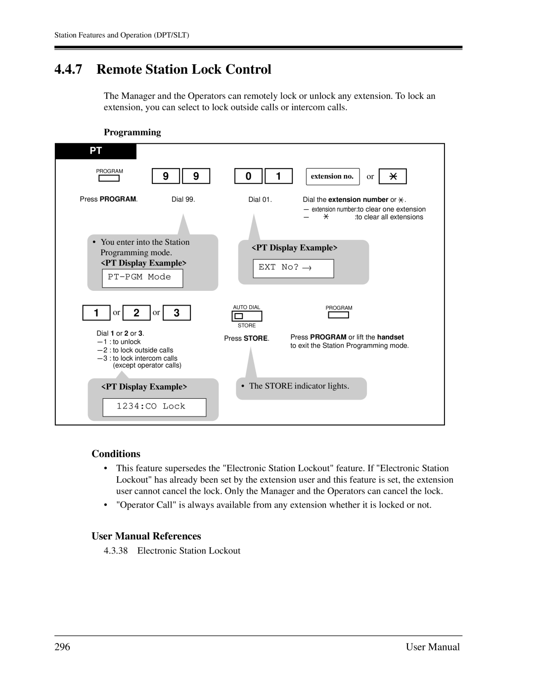 Panasonic KX-TD1232C user manual Remote Station Lock Control, 296, 1234CO Lock, EXT No? 