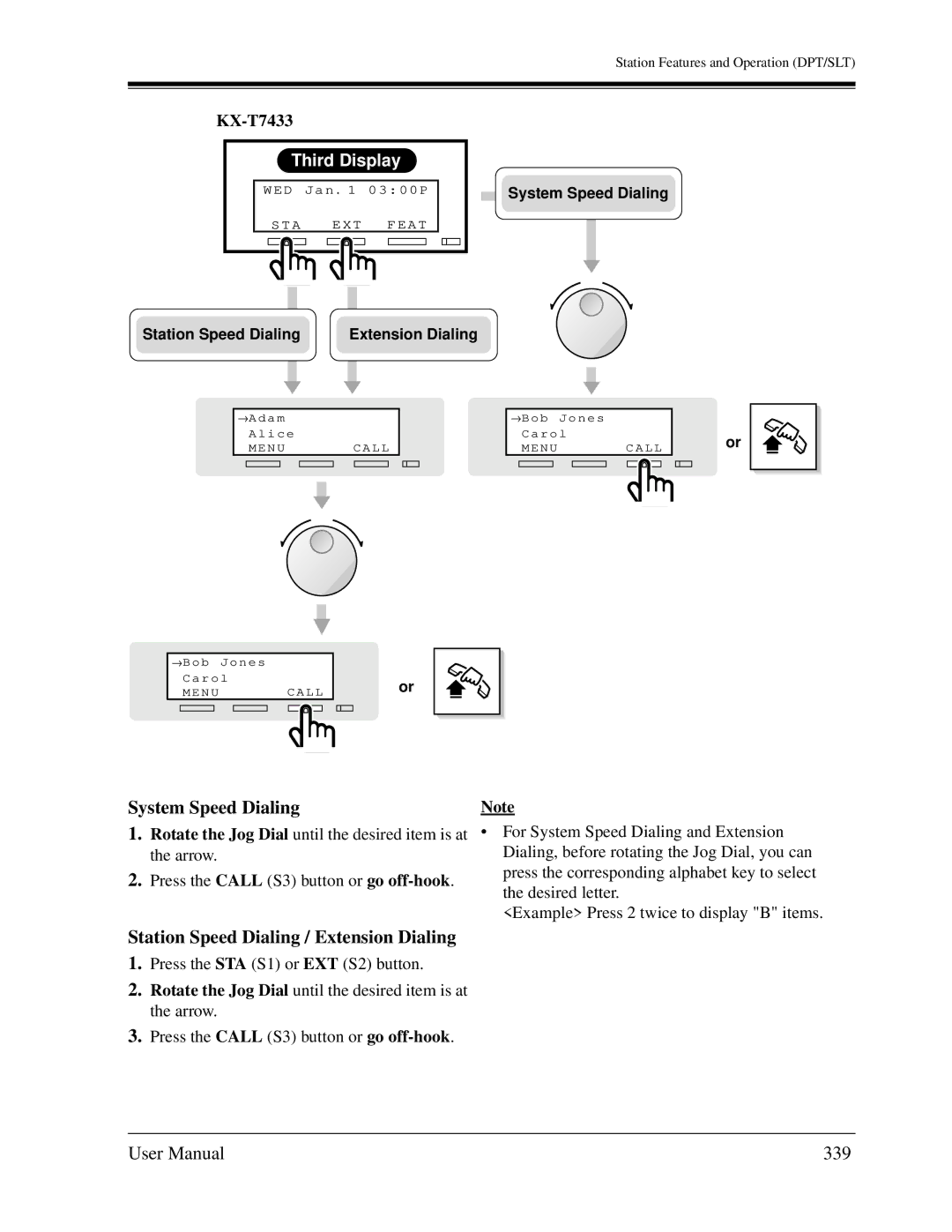 Panasonic KX-TD1232C user manual System Speed Dialing, Station Speed Dialing / Extension Dialing, 339 