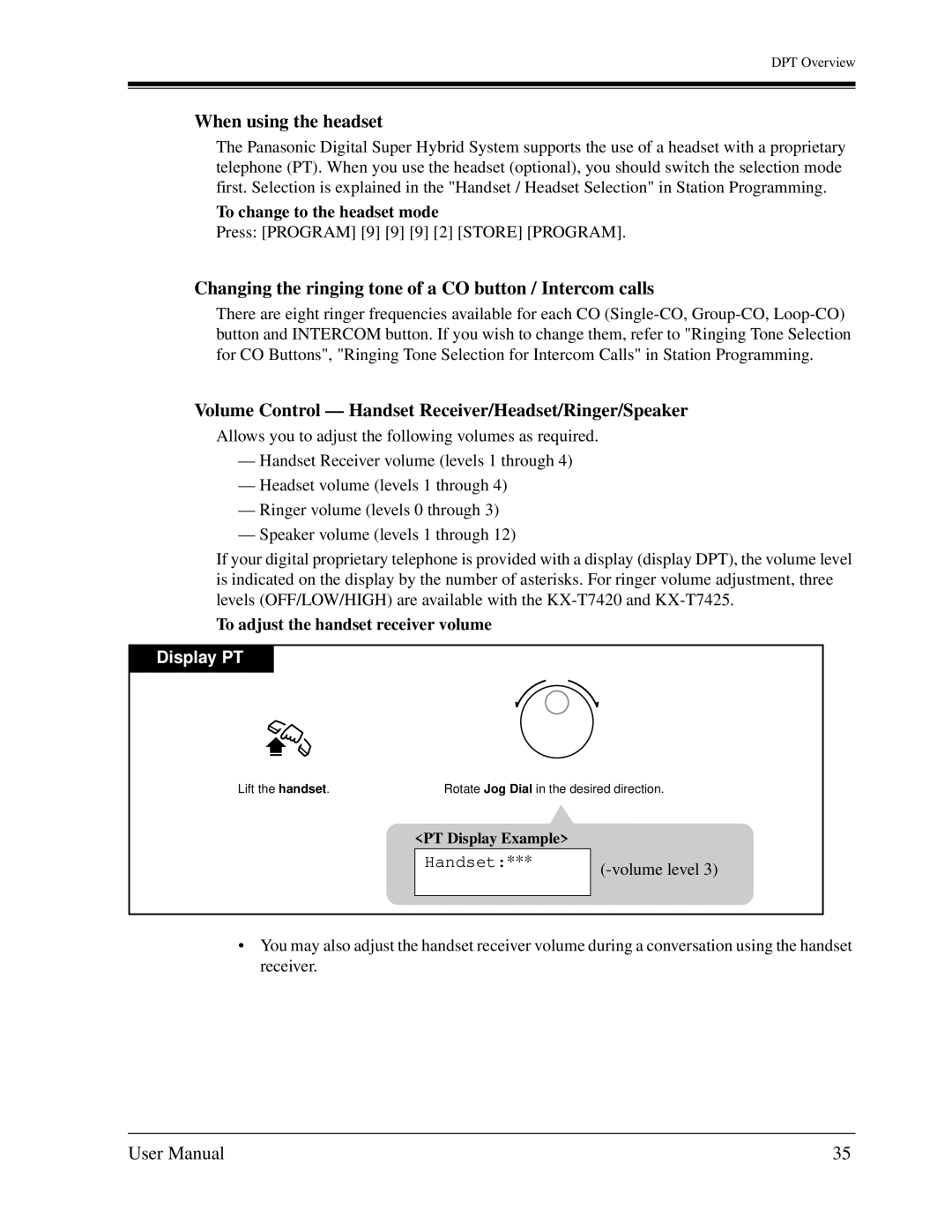 Panasonic KX-TD1232C user manual When using the headset, Changing the ringing tone of a CO button / Intercom calls 