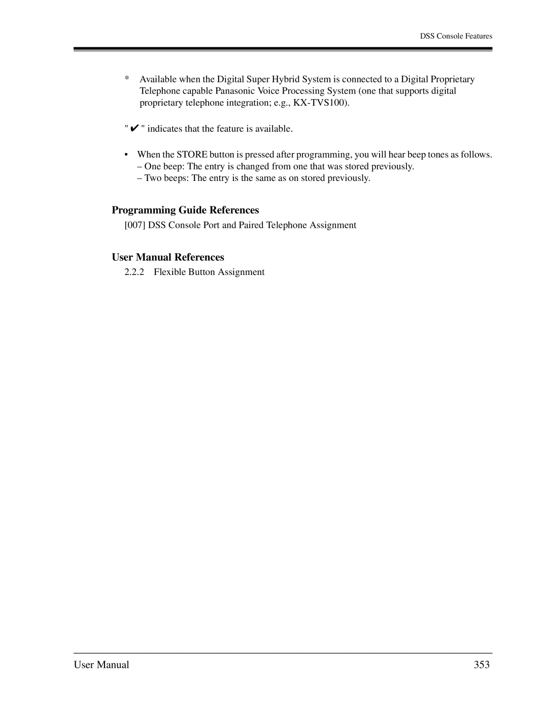 Panasonic KX-TD1232C user manual Programming Guide References, 353 