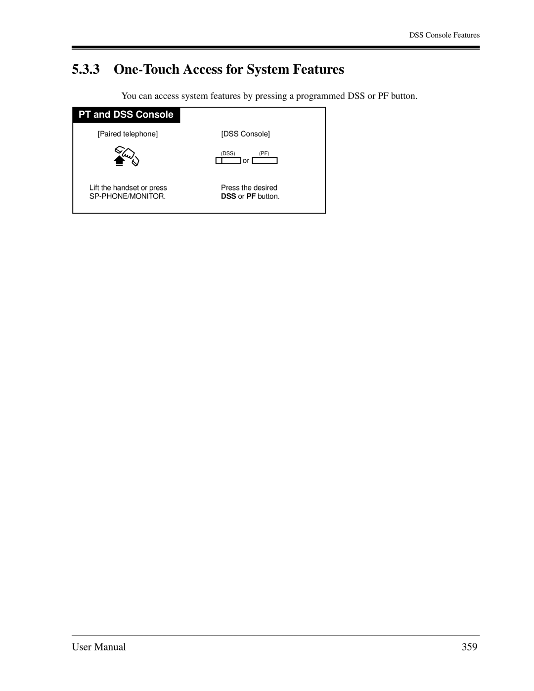 Panasonic KX-TD1232C user manual One-Touch Access for System Features, 359 