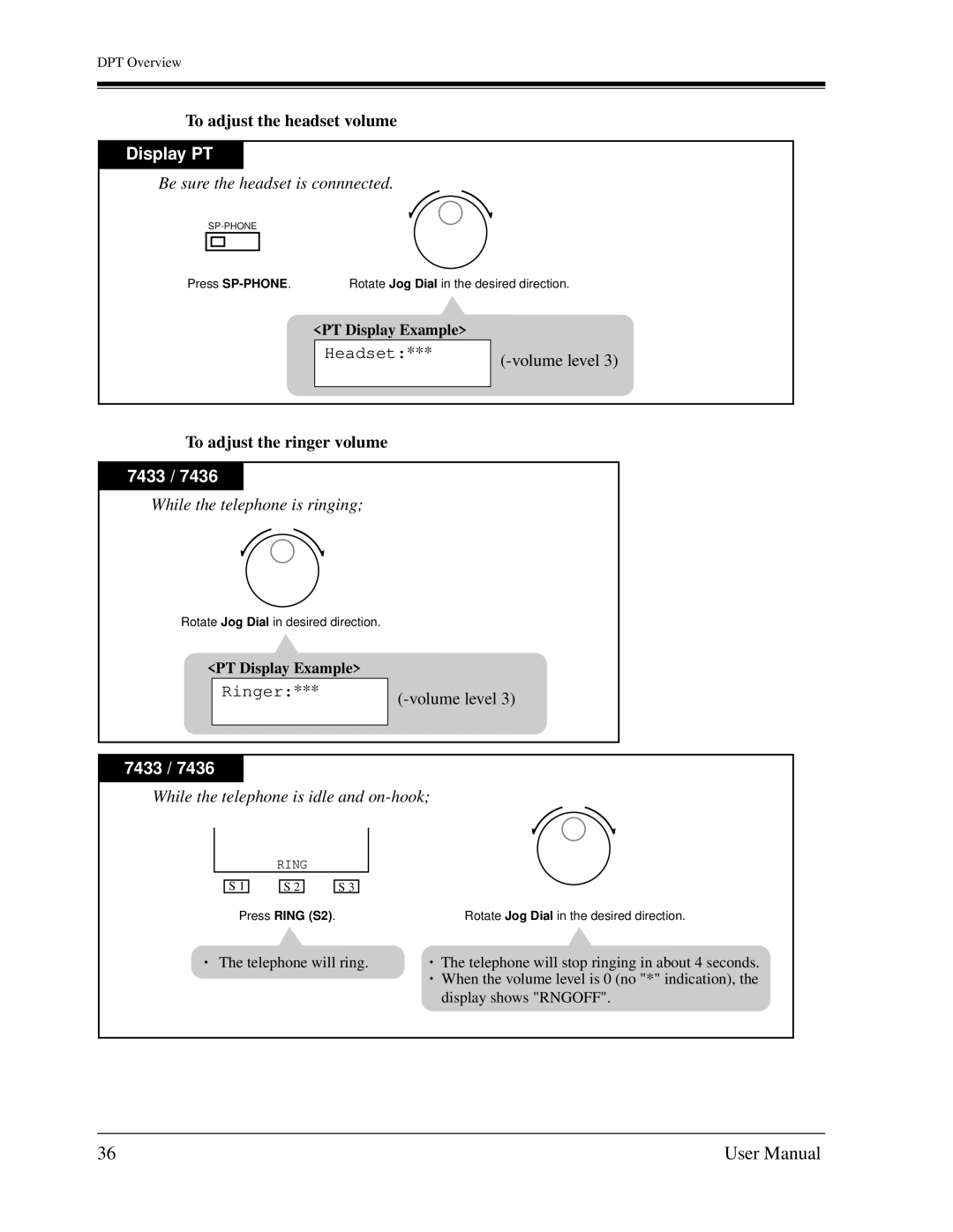 Panasonic KX-TD1232C To adjust the headset volume, Be sure the headset is connnected, To adjust the ringer volume 