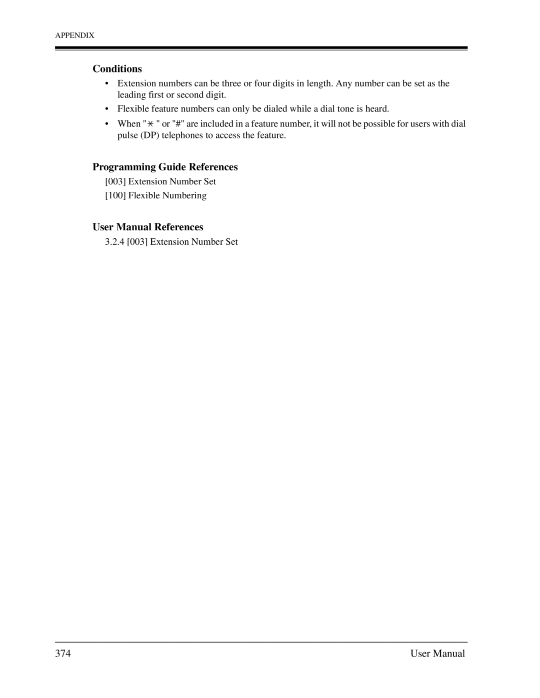 Panasonic KX-TD1232C user manual Conditions, 374 