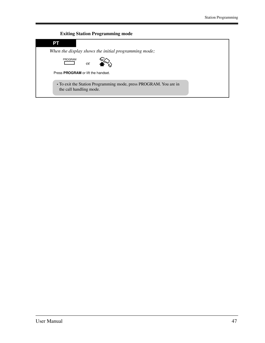 Panasonic KX-TD1232C user manual Exiting Station Programming mode, When the display shows the initial programming mode 