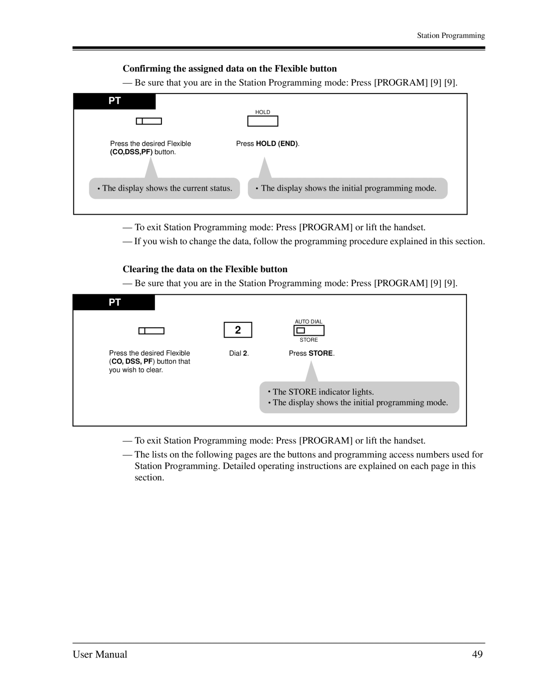 Panasonic KX-TD1232C Confirming the assigned data on the Flexible button, Clearing the data on the Flexible button 