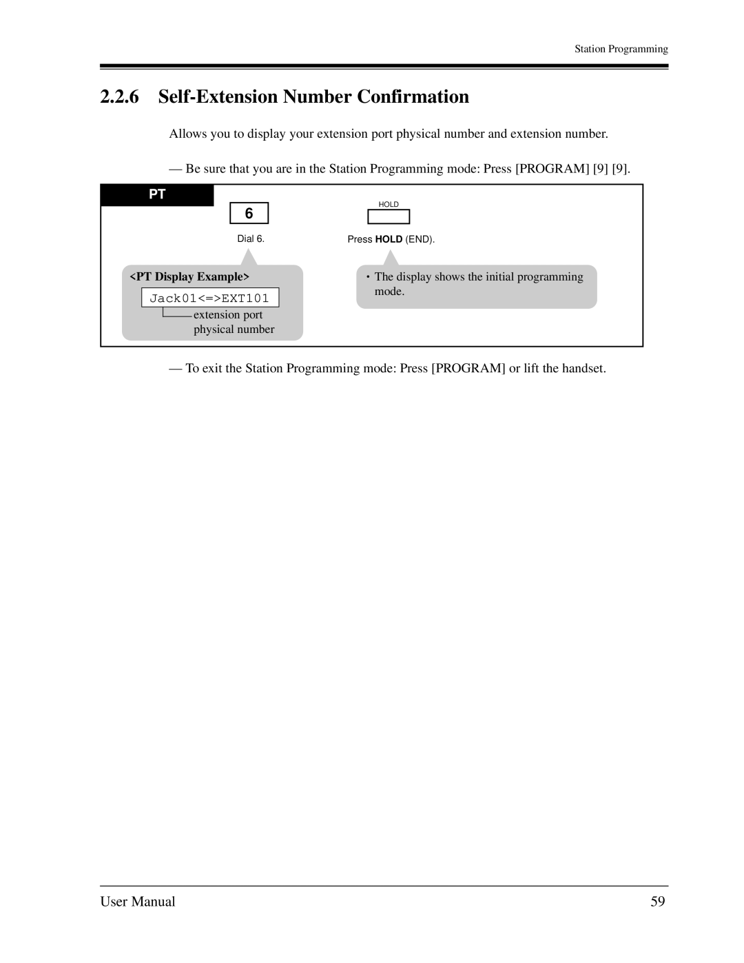 Panasonic KX-TD1232C user manual Self-Extension Number Confirmation, Jack01=EXT101 