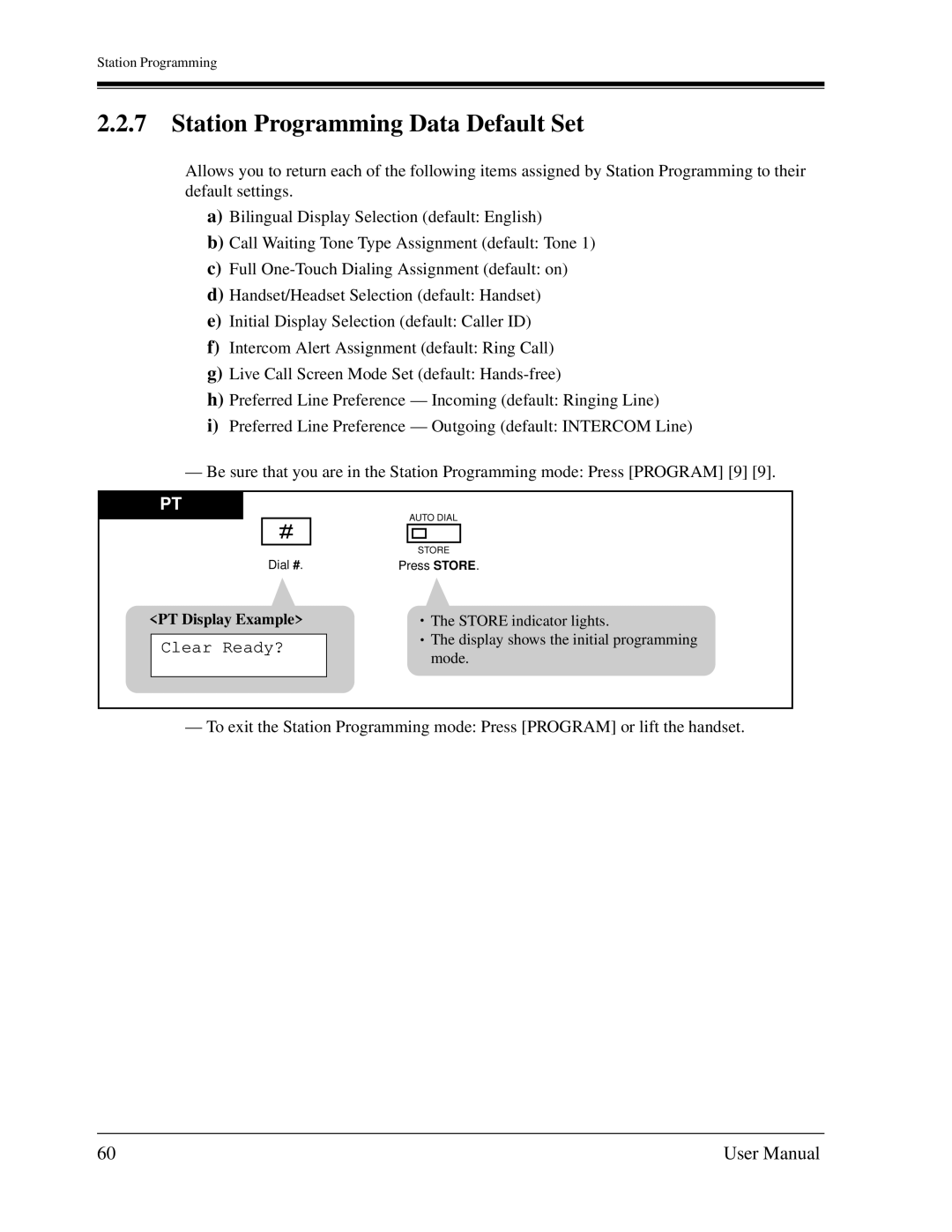 Panasonic KX-TD1232C user manual Station Programming Data Default Set, Clear Ready? 