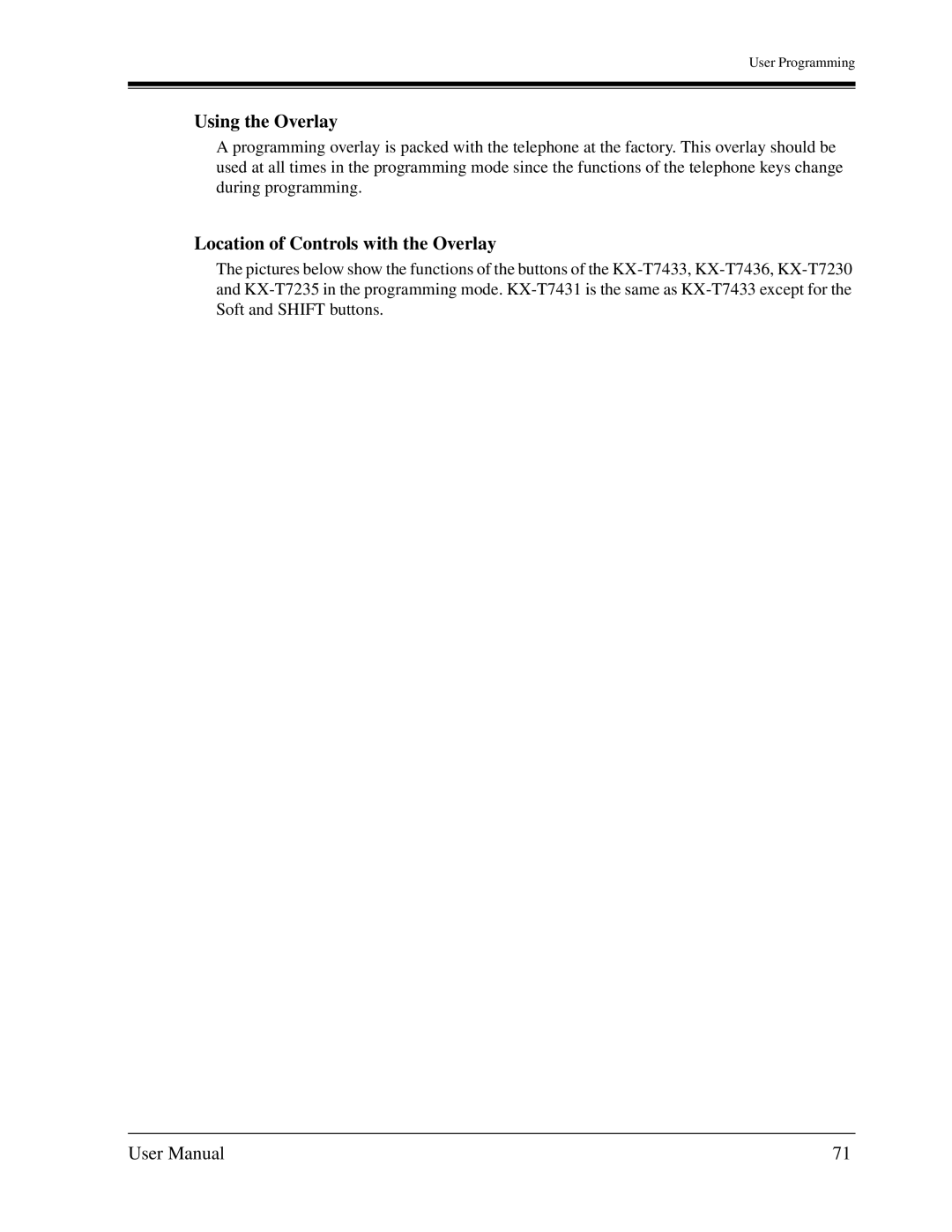 Panasonic KX-TD1232C user manual Using the Overlay, Location of Controls with the Overlay 