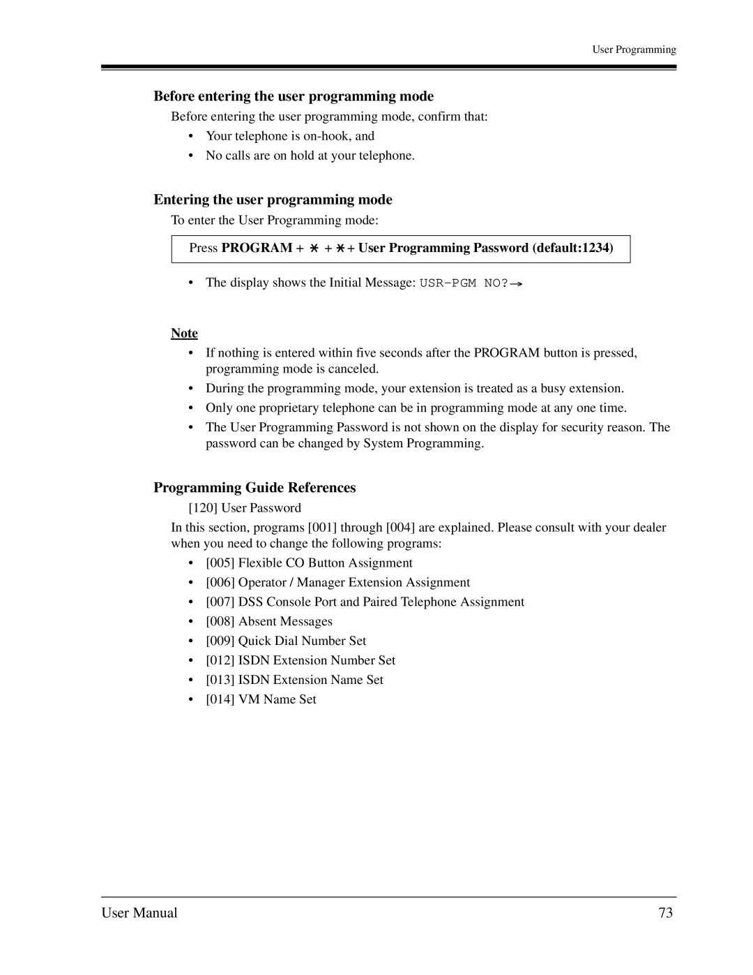 Panasonic KX-TD1232C user manual Before entering the user programming mode, Entering the user programming mode 