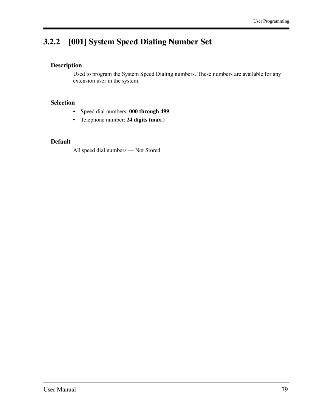 Panasonic KX-TD1232C user manual 2 001 System Speed Dialing Number Set, Description 