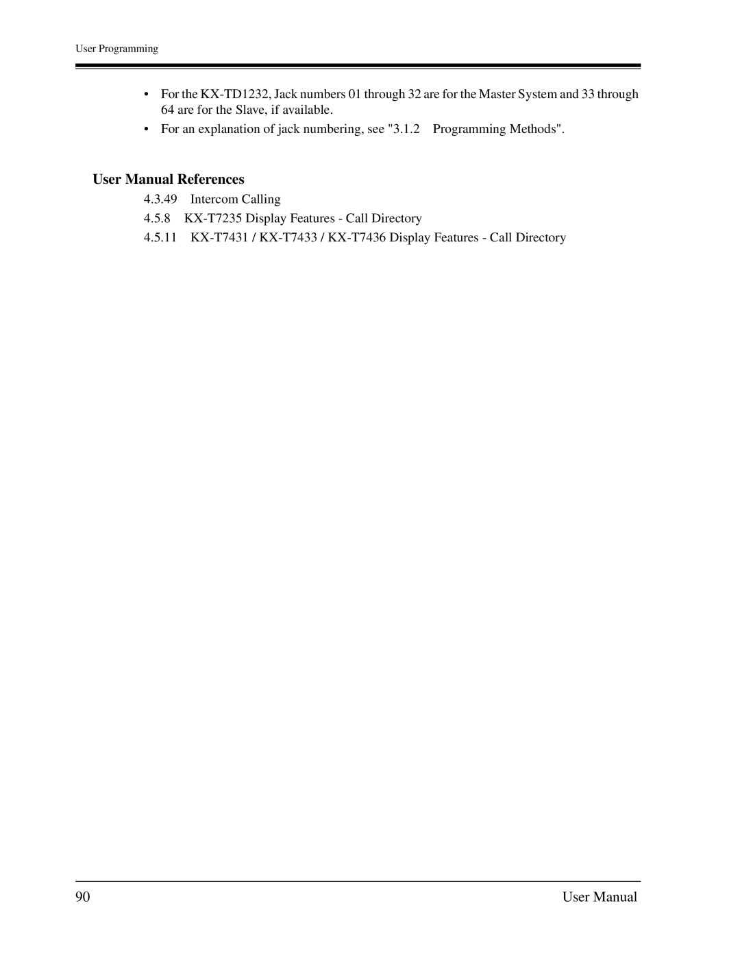 Panasonic KX-TD1232C user manual User Programming 