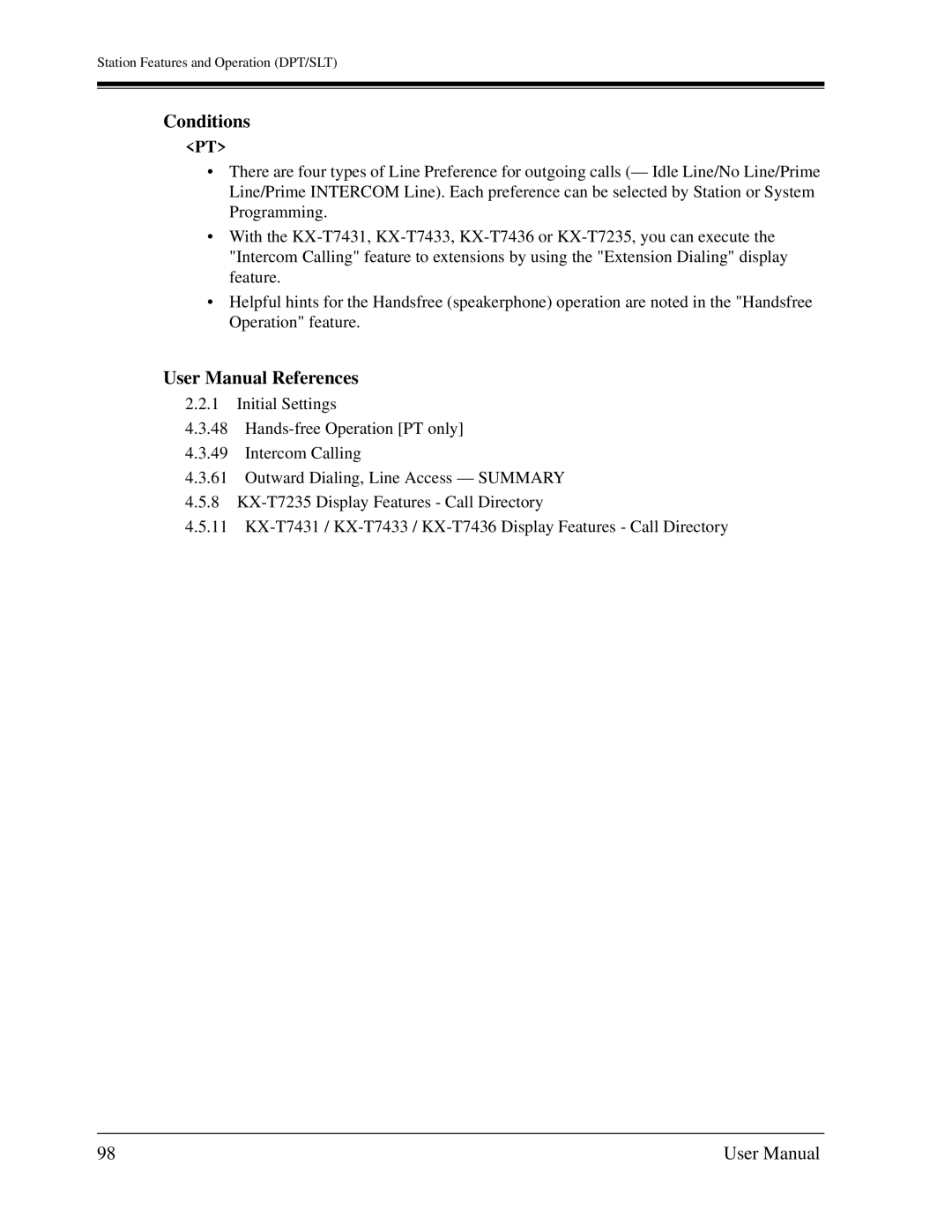 Panasonic KX-TD1232C user manual Conditions 