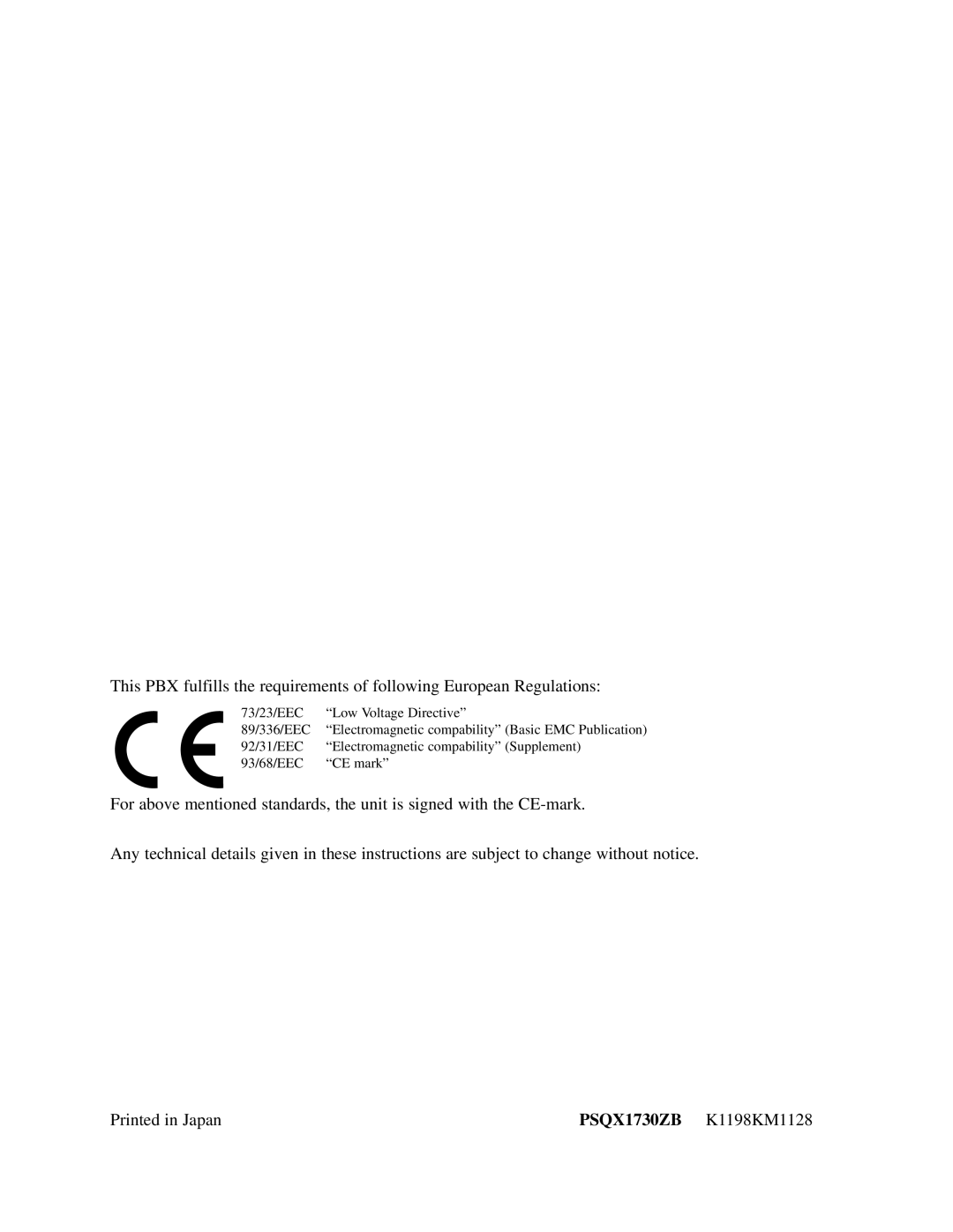 Panasonic KX-TD1232CE, KX-TD816CE user manual PSQX1730ZB K1198KM1128 