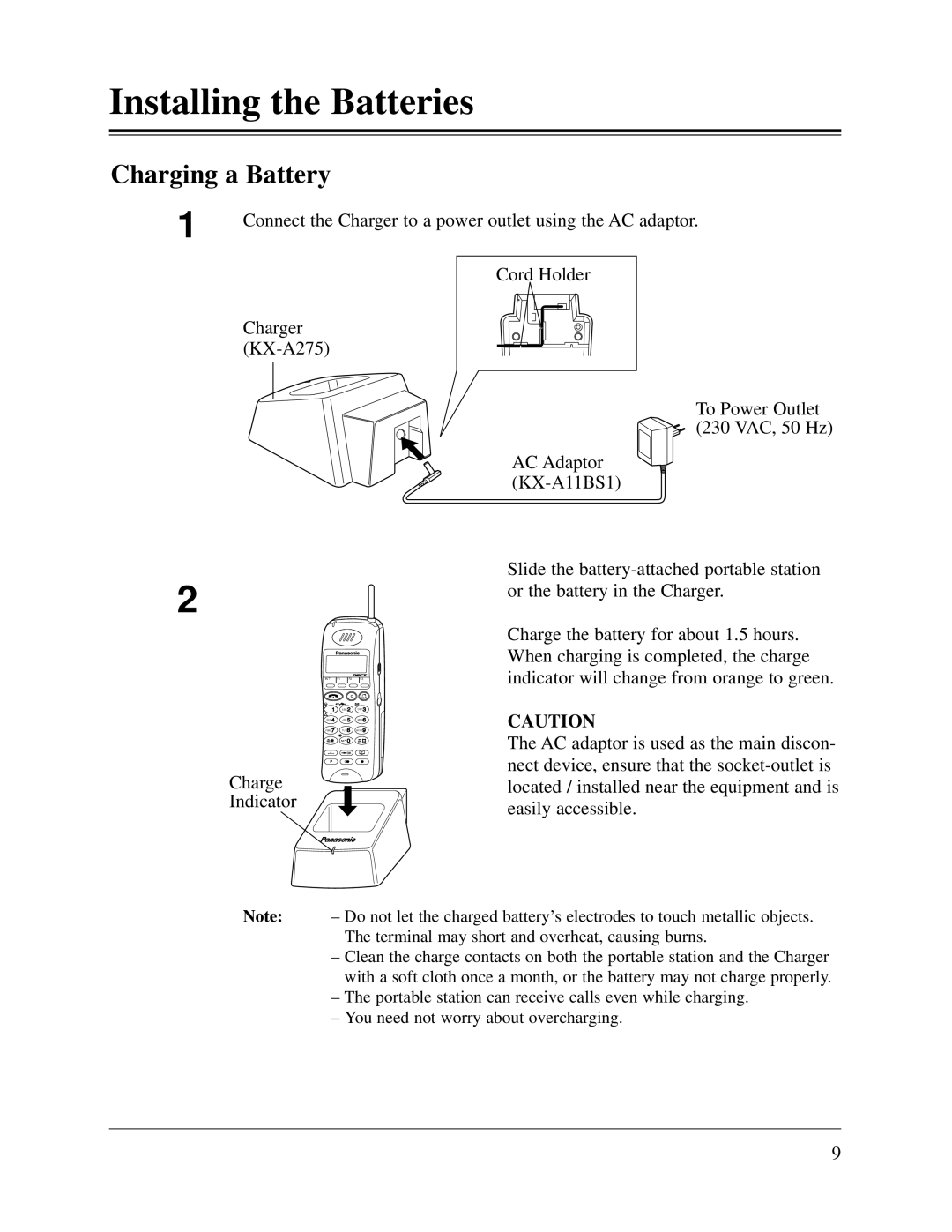 Panasonic KX-TD816CE, KX-TD1232CE user manual Charging a Battery 