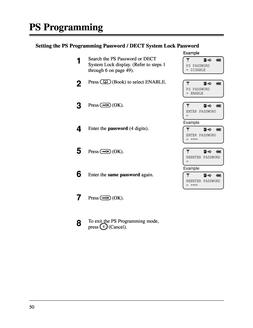 Panasonic KX-TD1232CE, KX-TD816CE user manual PS Programming, Search the PS Password or DECT 