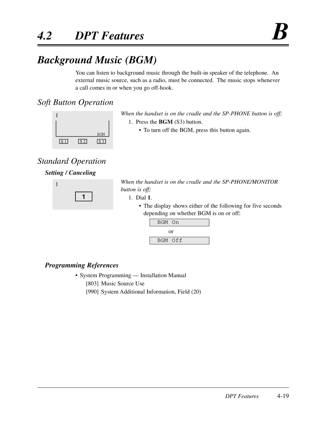 Panasonic KX-TD308 manual Background Music BGM, Setting / Canceling 