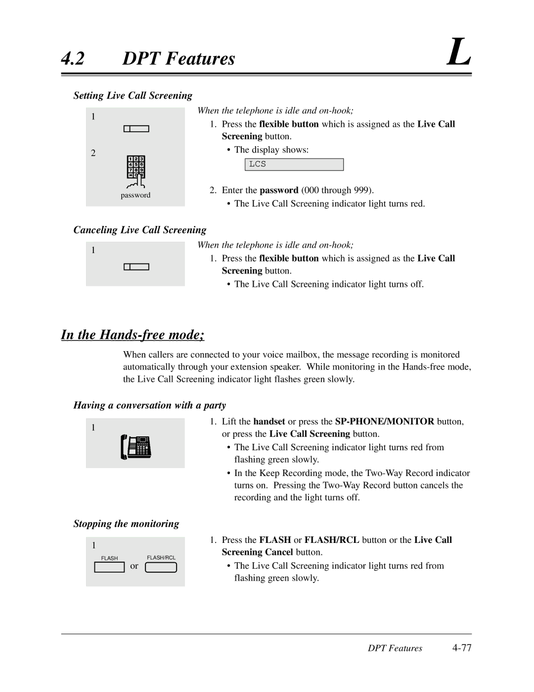 Panasonic KX-TD308 manual Setting Live Call Screening, Canceling Live Call Screening, Having a conversation with a party 